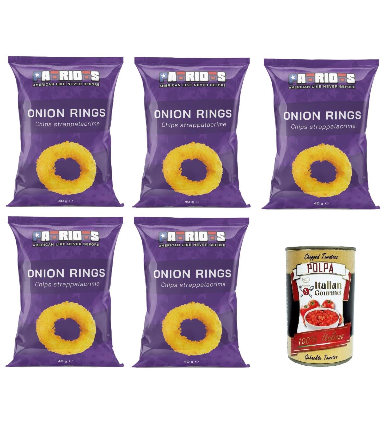 Patriots Onion Rings Onion Rings Chips 5 x 40 g + Italian Gourmet Pulp 400 g - Buy Online on GoSupps.com