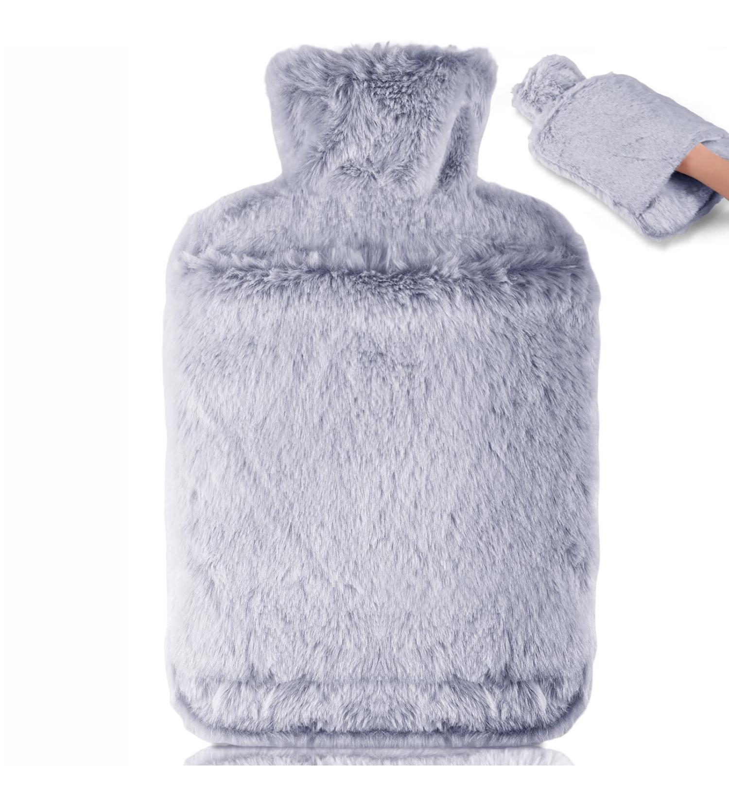 BOLEi 2L Hot Water Bottle with Cosy Faux Fur Cover - Leakproof Large Hot Water Bag for Pain Relief & Warmth - Ideal for Women, Seniors & Children - Blue - Buy Online on GoSupps.com