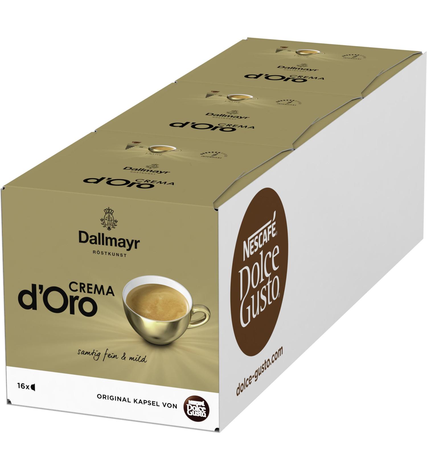 Nescaf Dolce Gusto Dallmayr Crema D'Oro - 48 Arabica Coffee Capsules Fine Crema Quick Preparation - 3-Pack (3x16 Capsules) - International Shipping Available - Buy Online on GoSupps.com