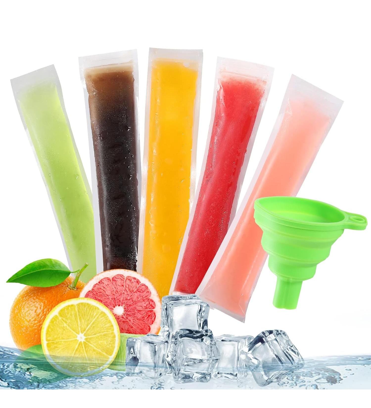 50 Pack Healthy Homemade Ice Bags BPA Free with Funnel for Yogurt Ice Candy Ice Cream - Buy Online on GoSupps.com