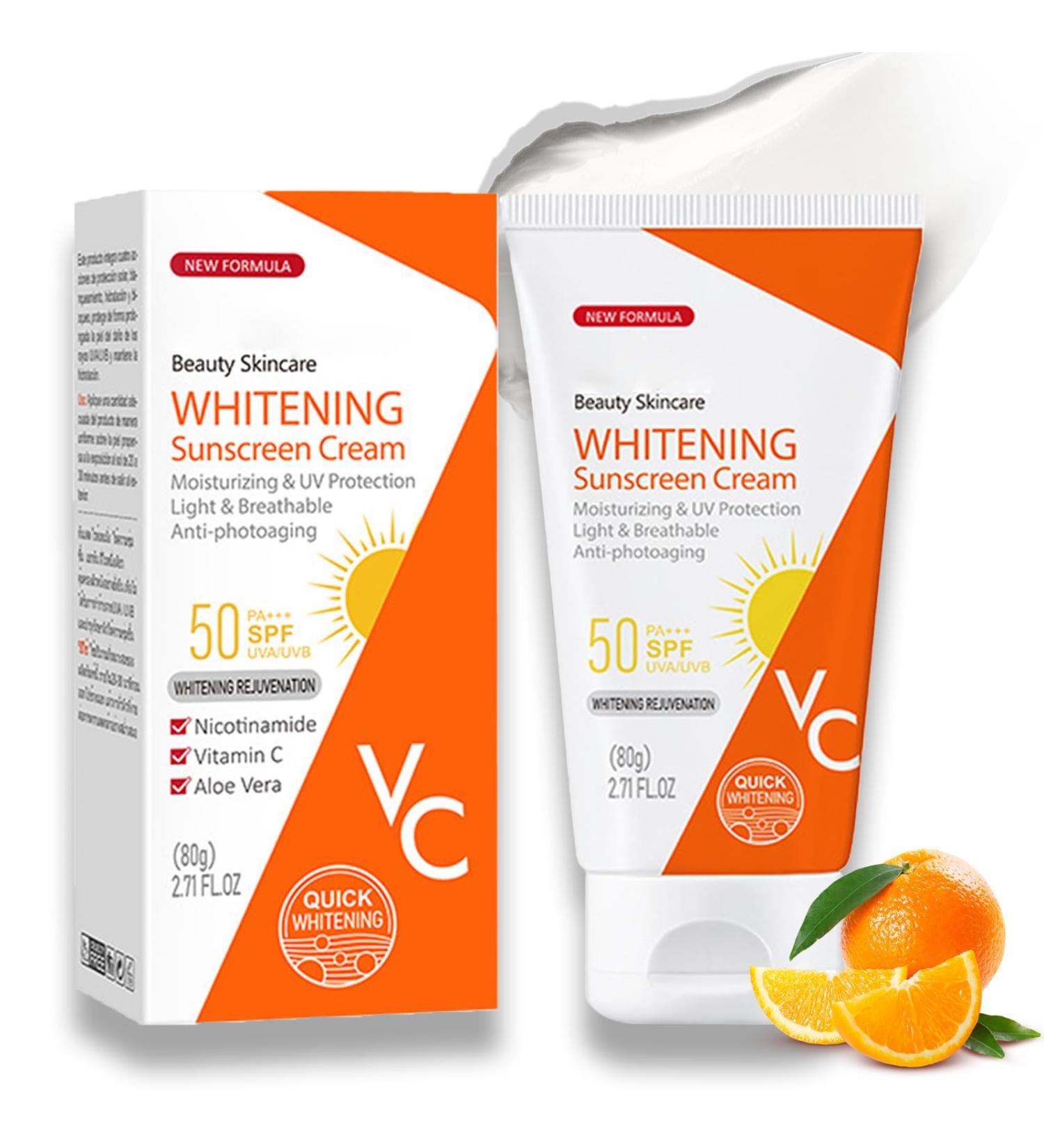 Face Sunscreen SPF 50+ Face Moisturiser Sunscreen - Nicotinamide & Vitamin C to UV Protection Anti- Photoaging - Fresh Waterproof Moisturizing Sun Cream with Aloe Vera - Light Breathable Non-Greasy - Buy Online on GoSupps.com