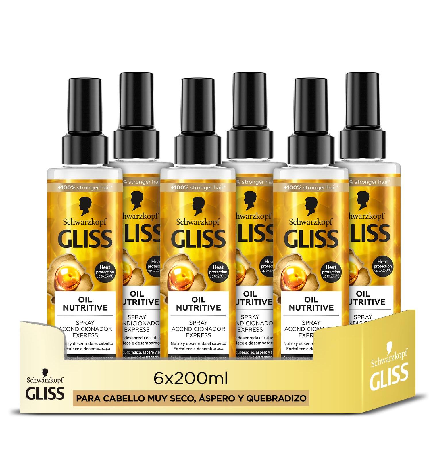  Gliss Gliss - Express leave-in two-phase conditioner for very dry brittle or brittle hair - Oil Nutritive - 6 units of 200 ml (1200 ml) - Nutrition range - Buy Online on GoSupps.com