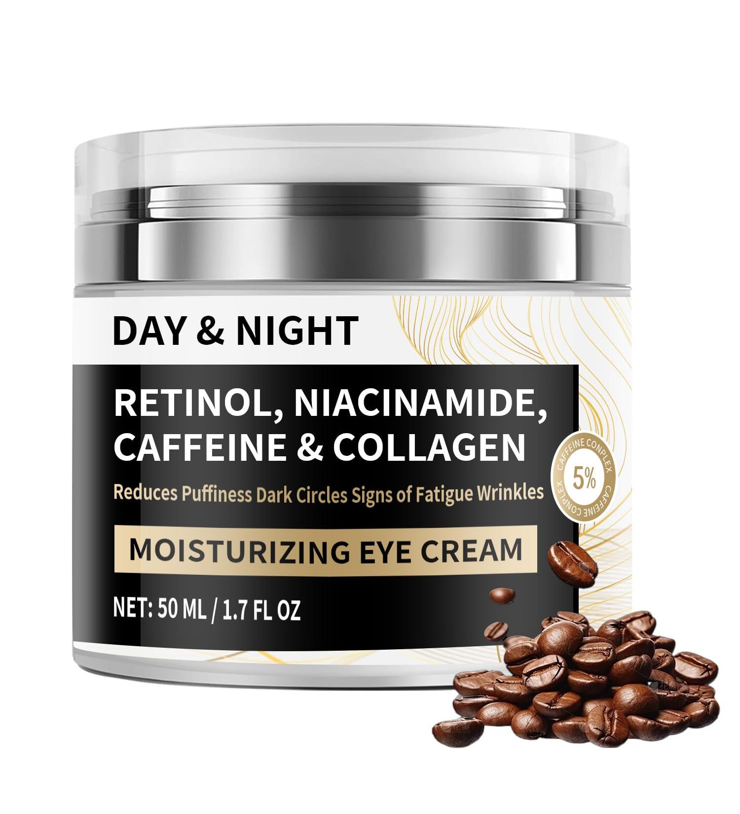 Day & Night Eye Cream with Caffeine Niacinamide Retinol & Hyaluronic Acid - Eye Cream for Anti-Aging Dark Circles Puffiness & Hydrated Reducing Fine Lines & Wrinkles Youthful Eyes 1.76oz - Buy Online on GoSupps.com