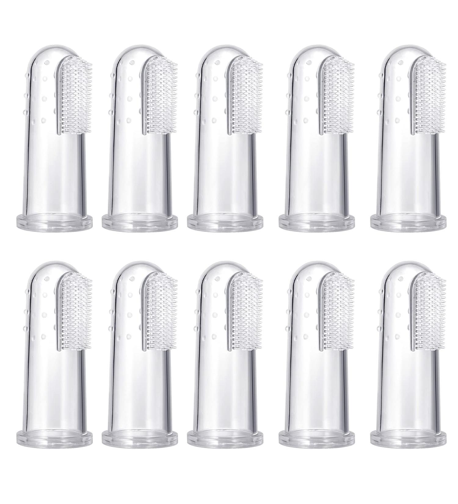 10 Soft Silicone Pet Finger Toothbrushes - Dog & Cat Dental Care Kit | Food Safe Tooth Cleaners - Buy Online on GoSupps.com