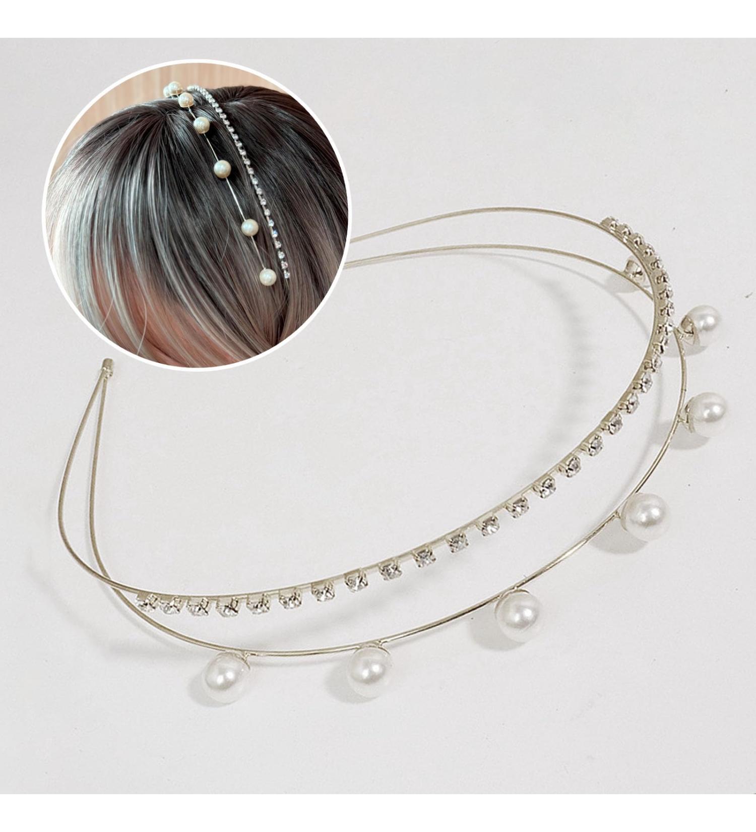 Bride Headband Pearl Rhinestones Hair Bands Bridal Wedding Headbands Bridesmaid Flower Girl Elegant Tiara Hair Accessories for Women & Girls Non-slip Prom Party Hairband - Buy Online on GoSupps.com
