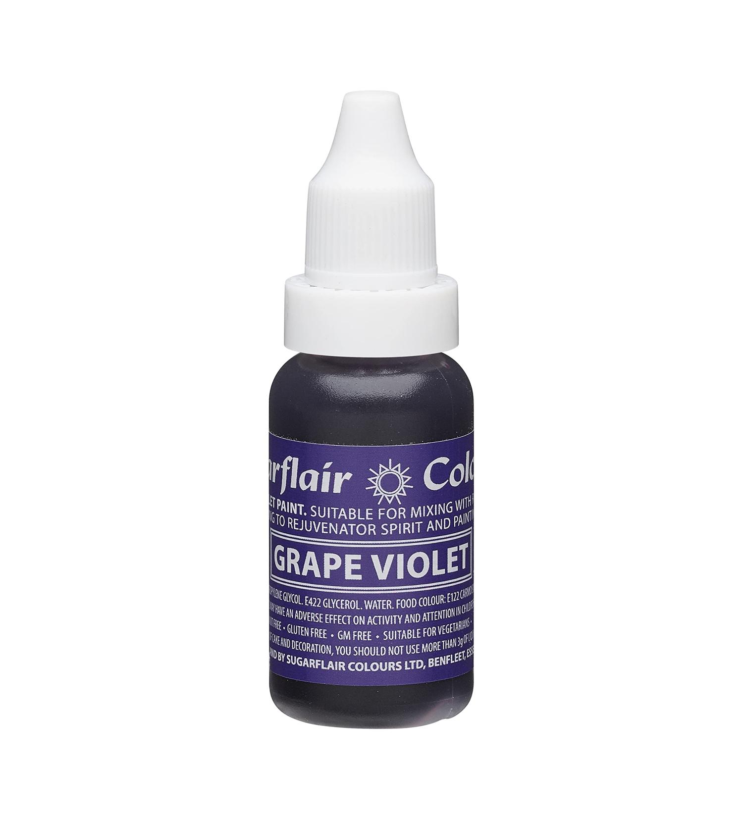 Sugarflair Grape Violet Liquid Food Colouring Droplet For Colouring Royal Icing Sugarpaste Buttercream Sugarpaste Also For Painting & Can Be Used With An Airbrush - 14ml