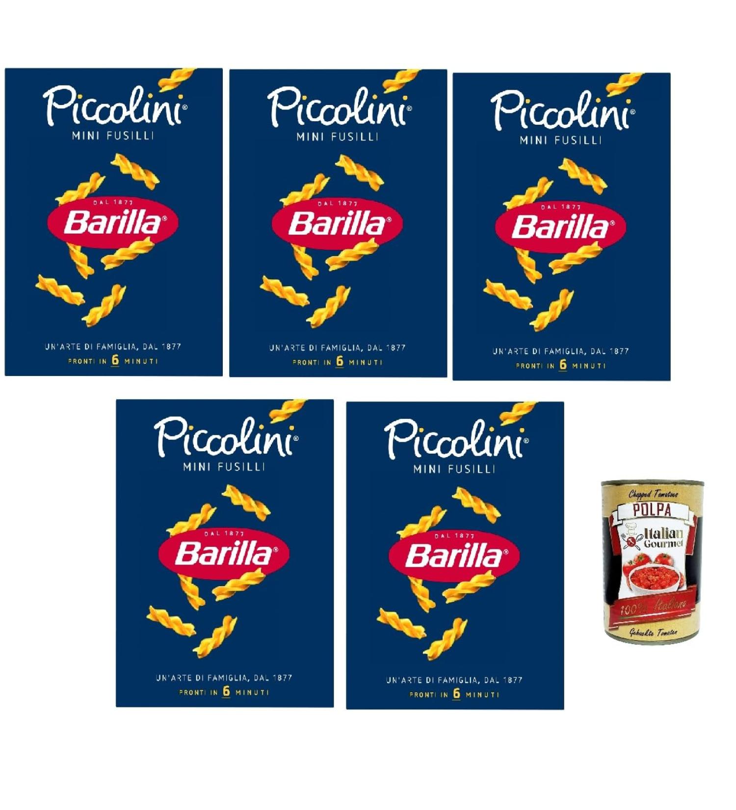 Italian Gourmet Barilla Piccolini Mini Fusilli small spiral noodles for children & quick cooking cooking time 6 minutes from 100 durum wheat semolina ideal for sauces salads and soups 5 x 500 g + - Buy Online on GoSupps.com