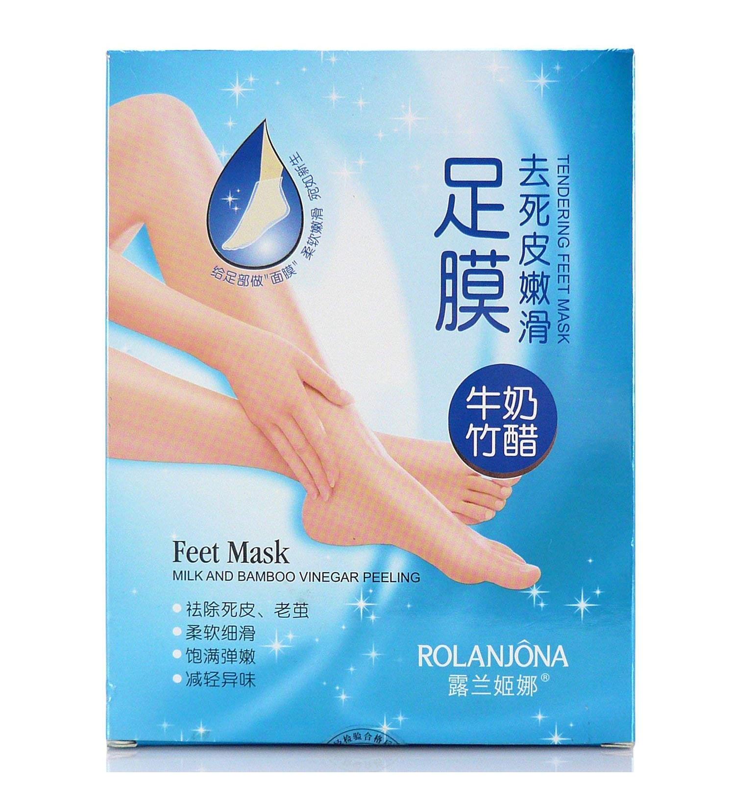 ROLANJONA Exfoliating Foot Mask - Peel Away Callus & Dead Skin | 7PCS Baby Soft Feet Treatment with Milk & Bamboo Vinegar - Buy Online on GoSupps.com