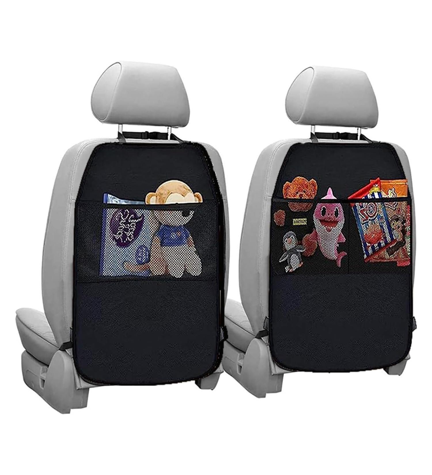 Funmo 2 Pcs Waterproof Car Seat Organiser with 2 Pockets - Kids Back Seat Protector & Storage for Rear Seat - Anti-Kick Design - Black - Buy Online on GoSupps.com