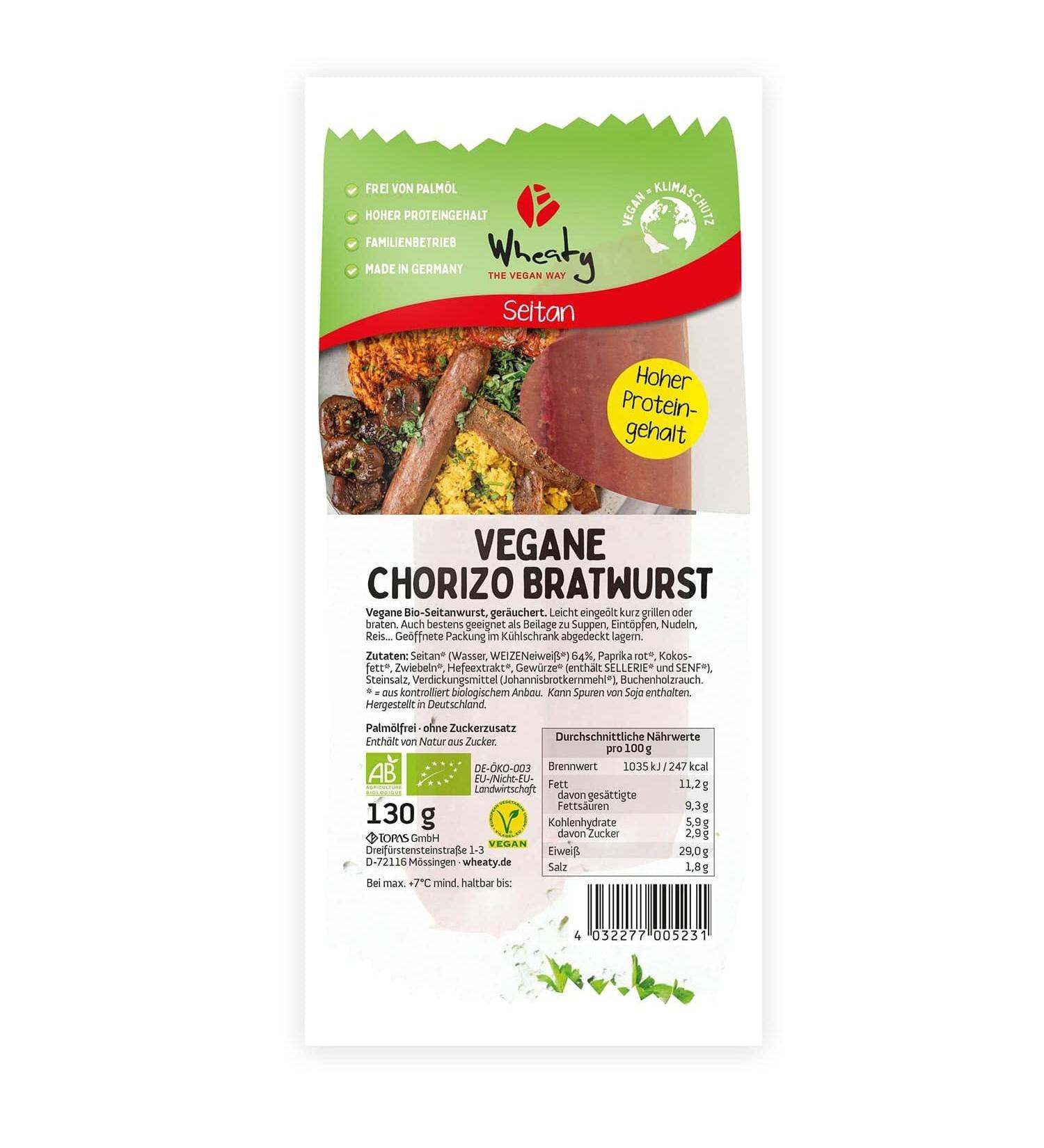Wheaty Vegan Sausage Chorizo Bratwurst - 130g