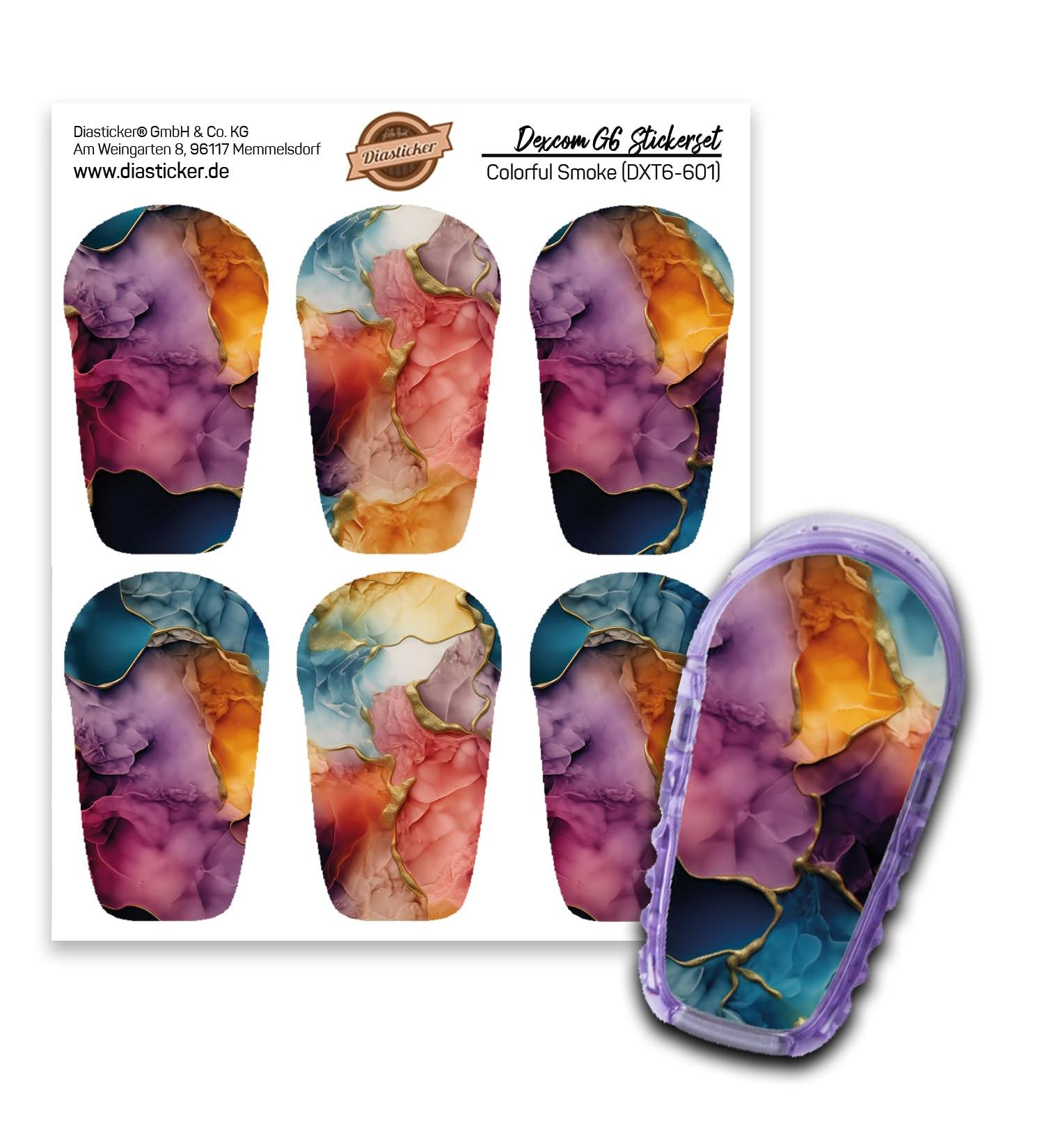 Diasticker Autocollants coulissants Dexcom G6 Sensor Sticker Ensemble de 6 Autocollants Fum e color e pour capteurs | Slidesticker