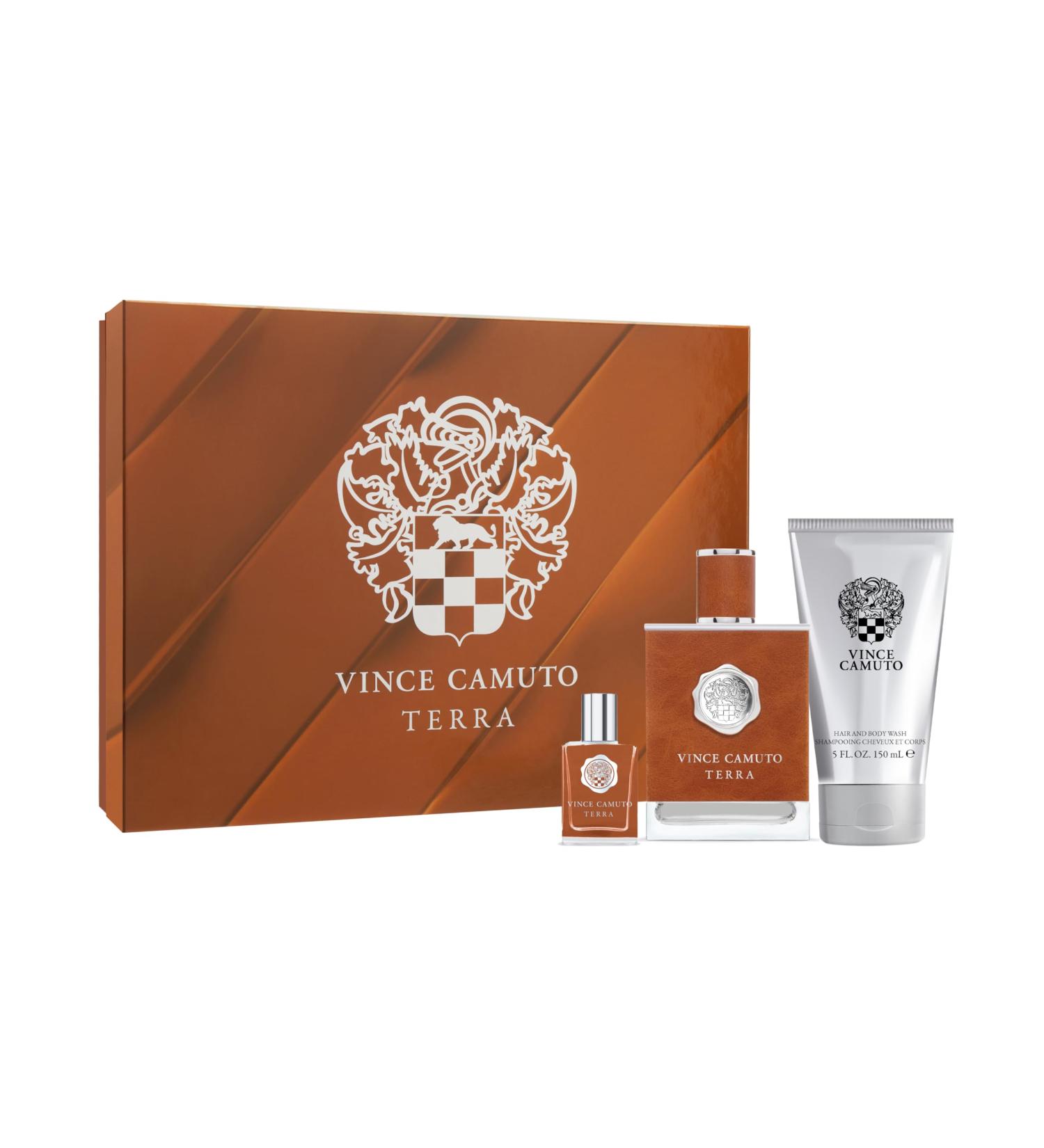 Vince Camuto Terra Eau de Toilette Spray for Men 3 PC Gift Set - 2x EDT + Hair & Body Wash