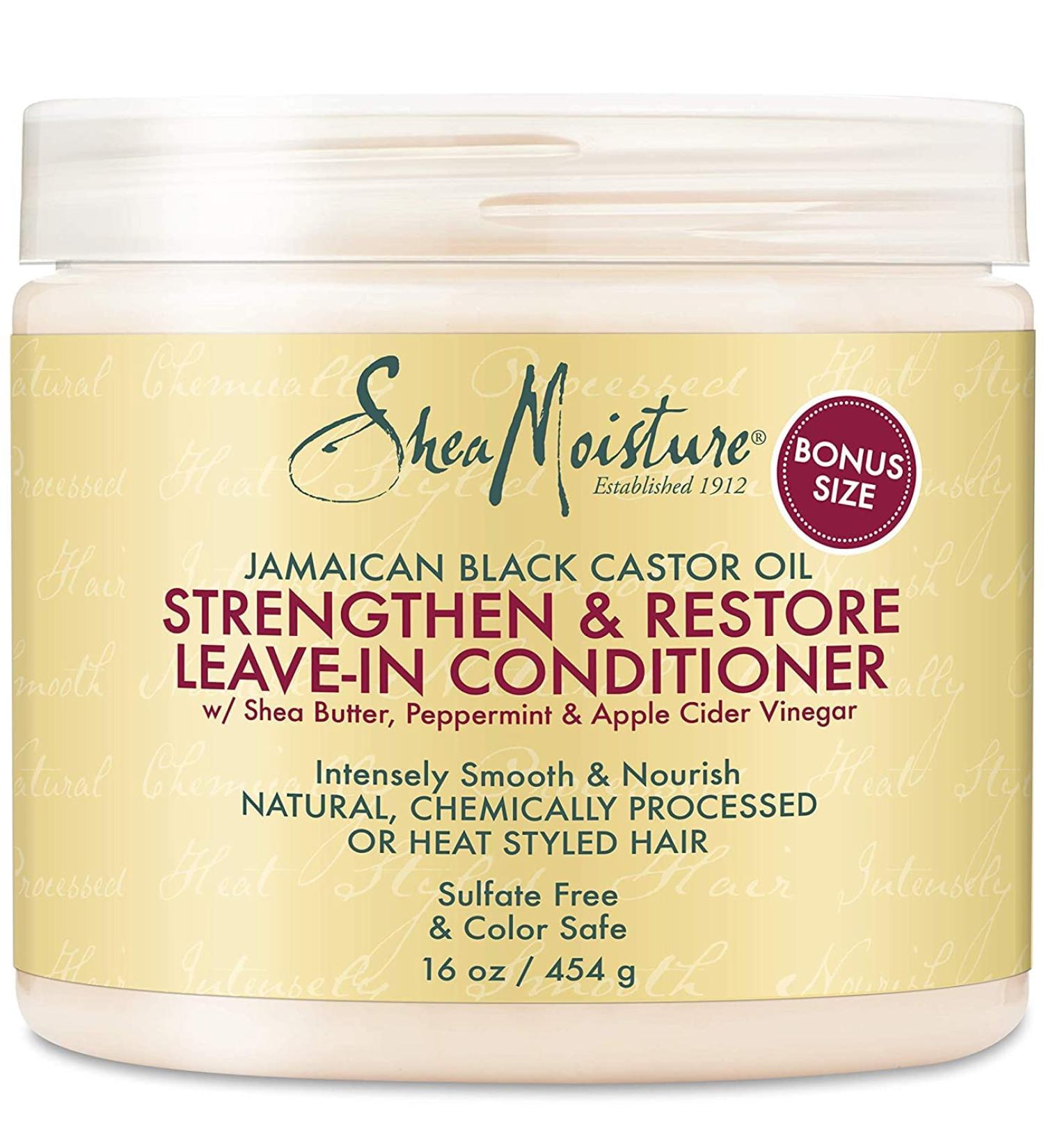 Shea Moisture Jamaican Black Castor Oil Leave-In Conditioner for Hair Growth & Strength - 16oz Peppermint - Curly Hair Care with Vitamin E - Color Safe - Buy Online on GoSupps.com