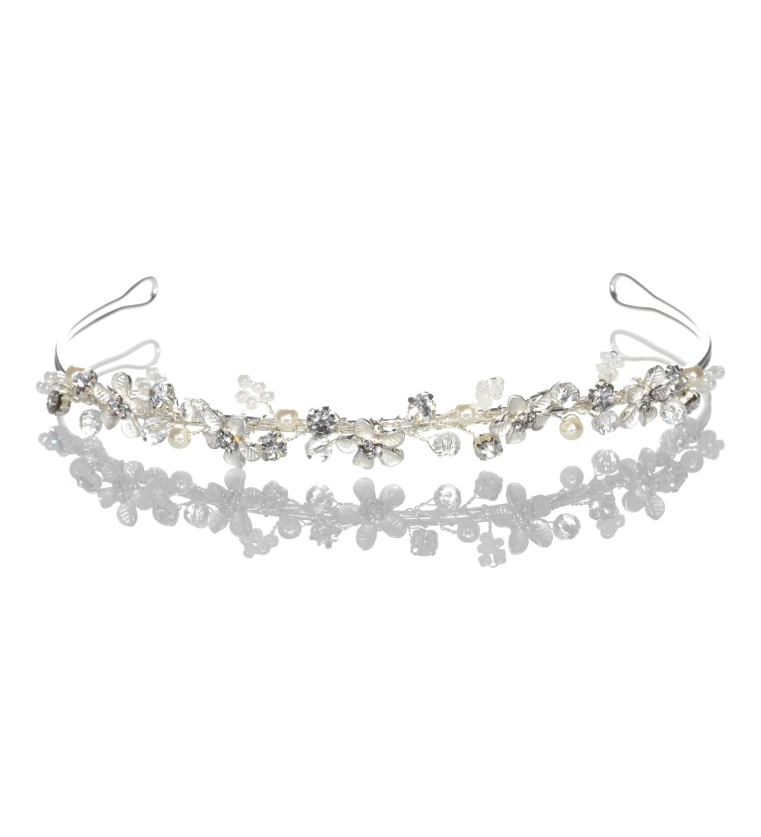 Shmily Handmade Wedding Pearl Rhinestone Tiara Headband - Bridal Jewelry Silver | DH2003 - Buy Online on GoSupps.com