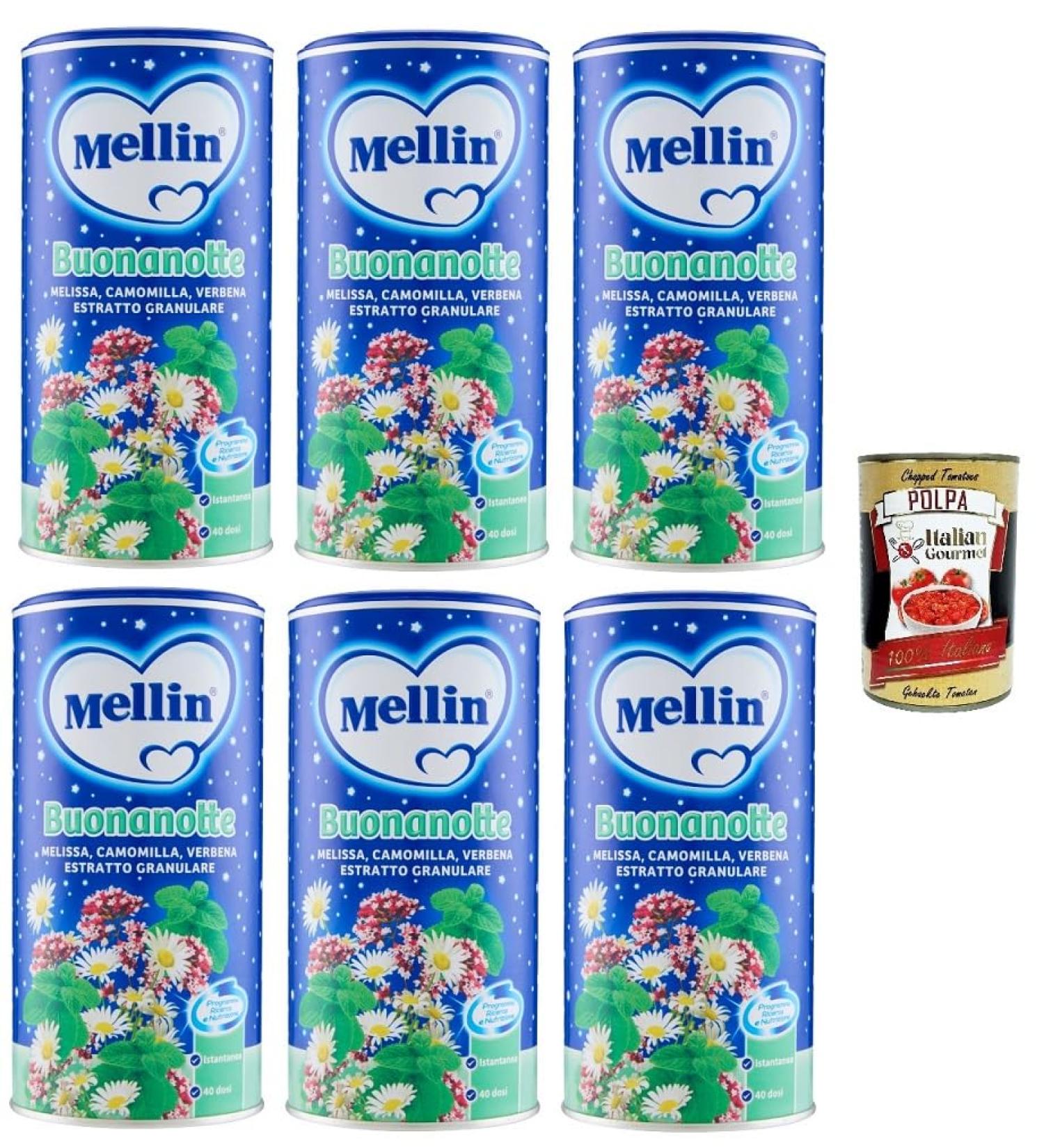  Italian Gourmet E.R. MELLIN Goodnight Pack of 6 Soluble Chamomile Chamomile Lemon Balm Verbena with Granulated Extract 200g + Italian Gourmet Polpa 400g - Buy Online on GoSupps.com