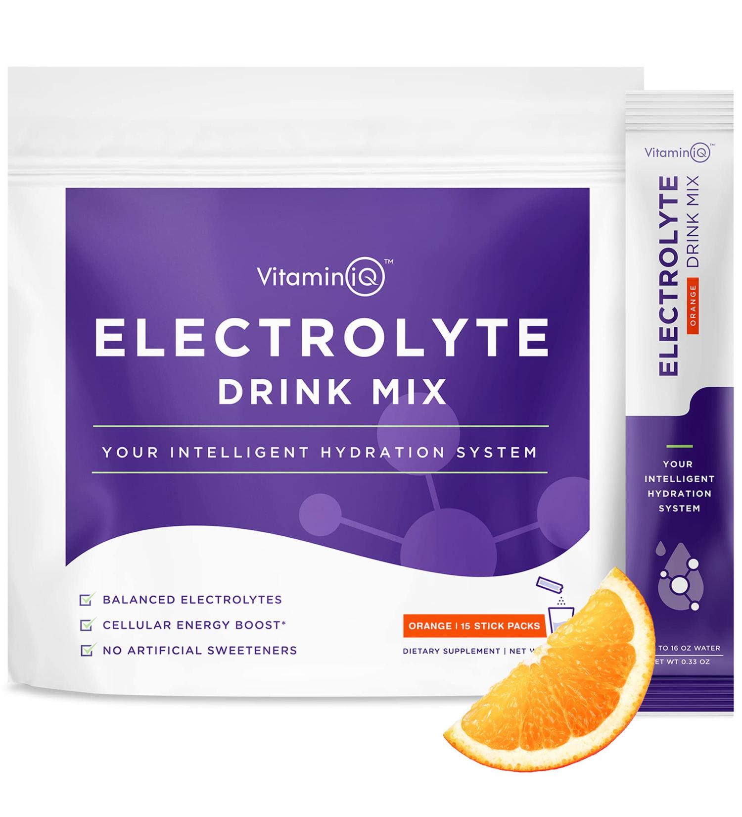 Electrolytes Powder - 15 Sticks for Energy & Endurance | IV Hydration Multiplier Orange Mix for Mental Clarity & Fluid Balance - Buy Online on GoSupps.com