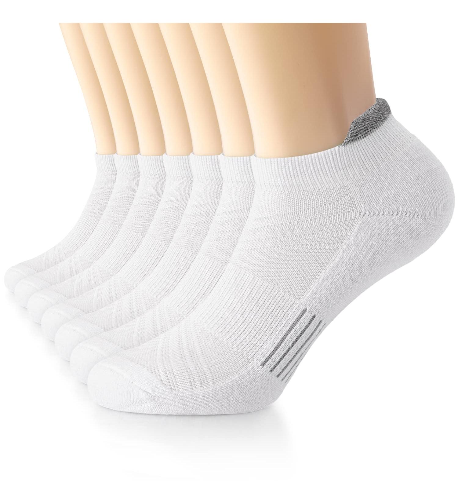ACTINPUT Men's Anti-Blister Athletic Performance No Show Running Socks 7 Pairs - White, Size L-XL - Buy Online on GoSupps.com