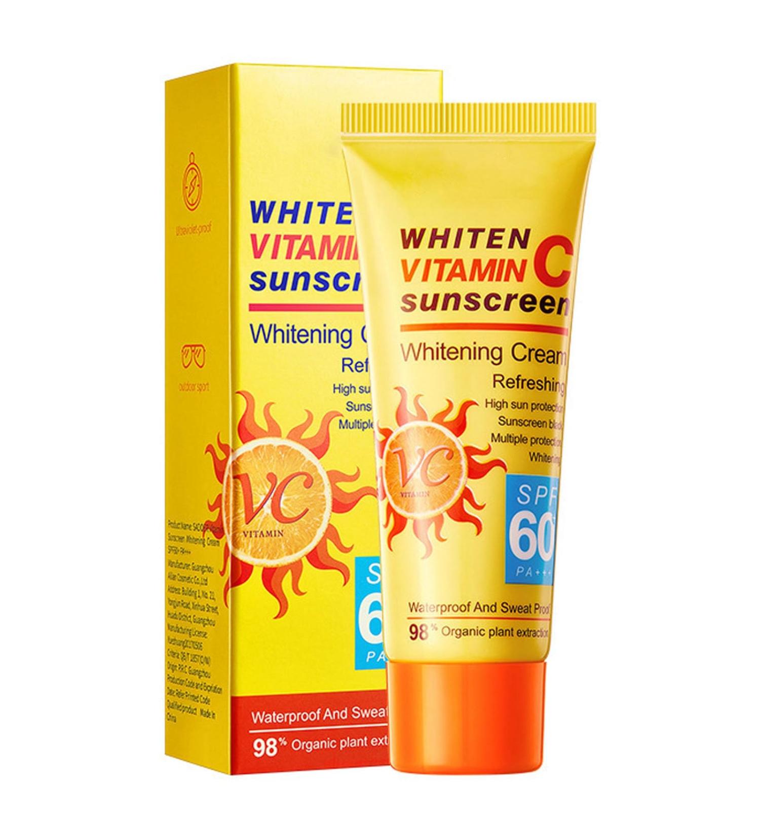 Buy SPF 60 Face Sunscreen with Vitamin C | Oil-Free Hydrating Travel Size Sunscreen | No White Cast | Best Sunscreen for Women - Buy Online on GoSupps.com