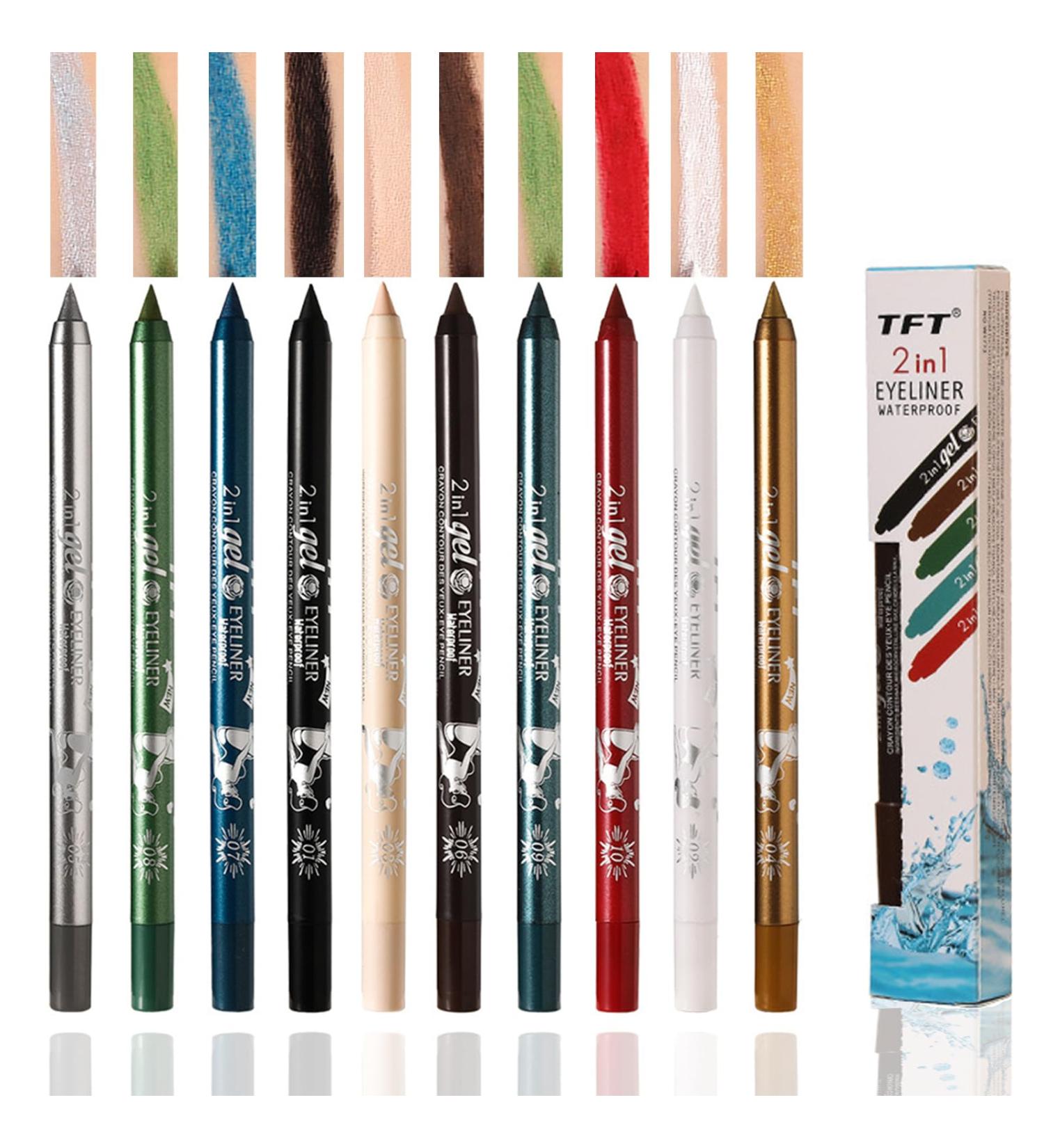 10 Colored Eyeliners Pen Set Waterproof Smudge-Proof Eye Shadow Pencil Liquid Eyeliner Makeup Set Long-Lasting High Pigmented Rainbow Eyeliner Pencils Kit Glitter Eye Liners for Women #27*10colour - Buy Online on GoSupps.com
