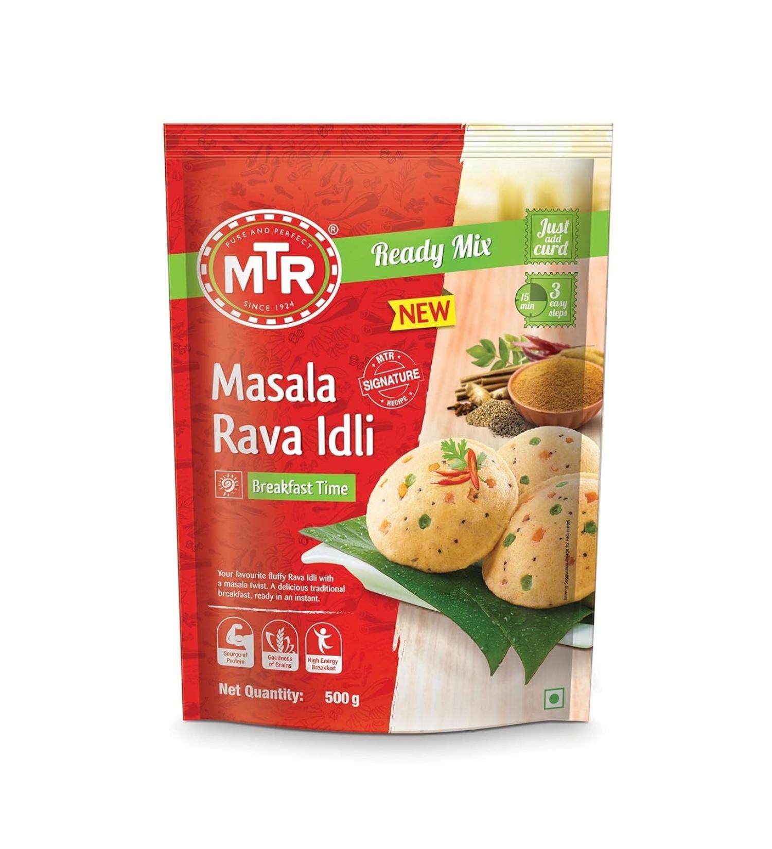 MTR Tasty Delights Rava Idly Mix 500 Grams - Rava Dosa Ready To Eat Mix Instant Cooking - Buy Online on GoSupps.com