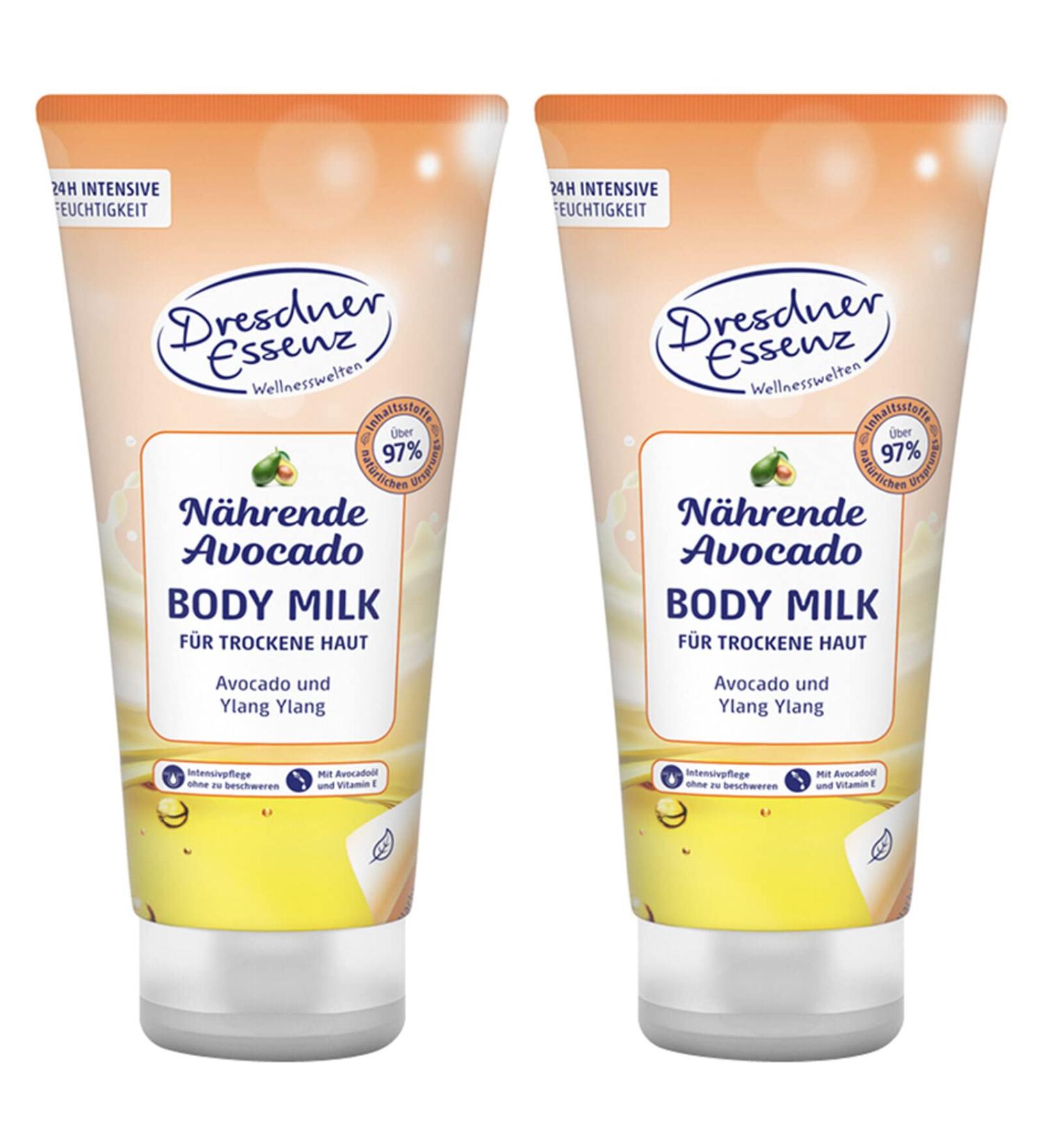 Dresdner Essenz Nourishing Avocado Body Lotion 2 x 200 ml Vegan Body Cream