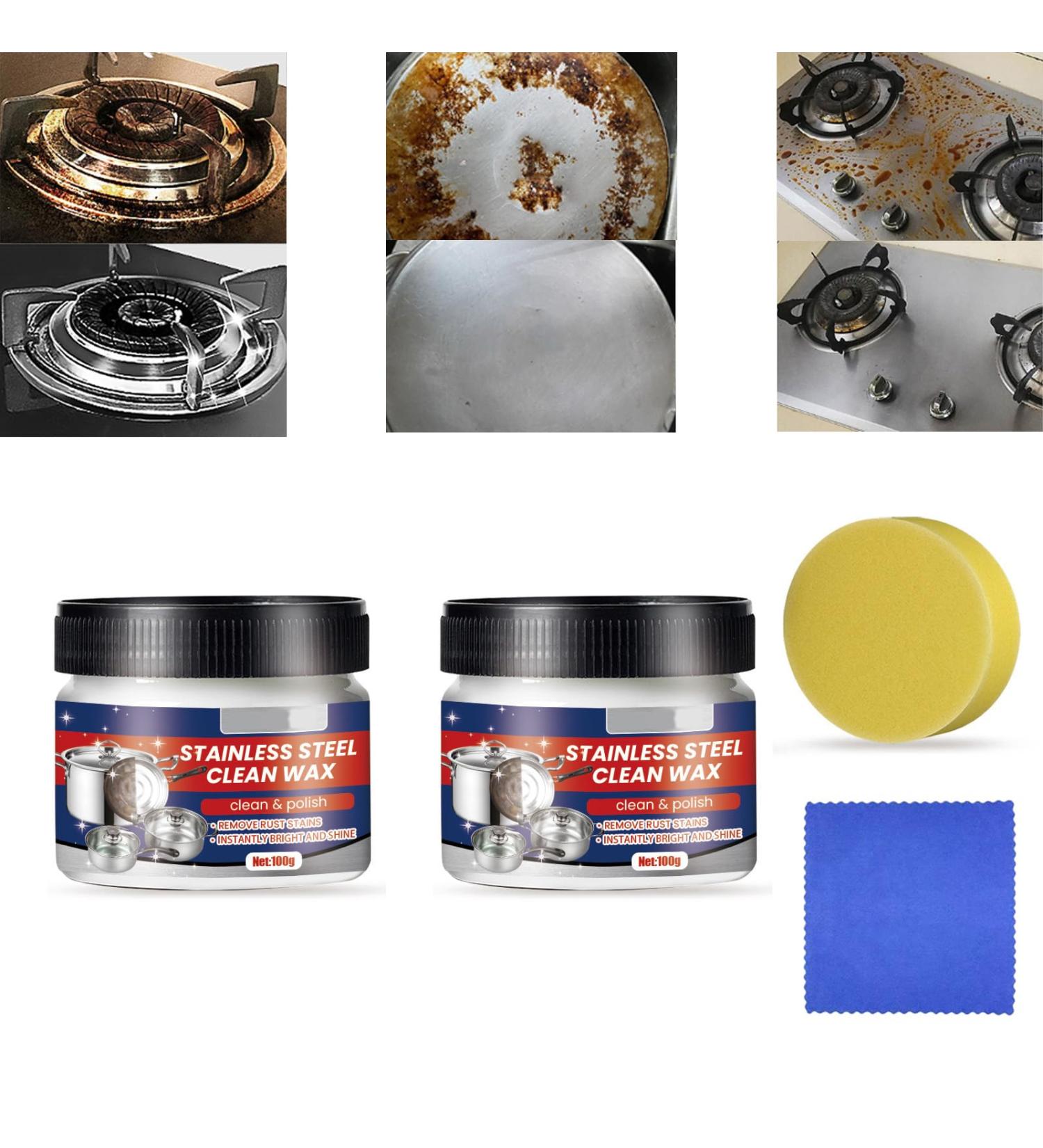 Magical Nano-Technology Stainless Steel Cleaning Paste Stainless Steel Clean Wax Stainless Steel Cleaning Wax Stainless Steel Cleaner and Polish Metal Polish Paste (2Pcs) - Buy Online on GoSupps.com