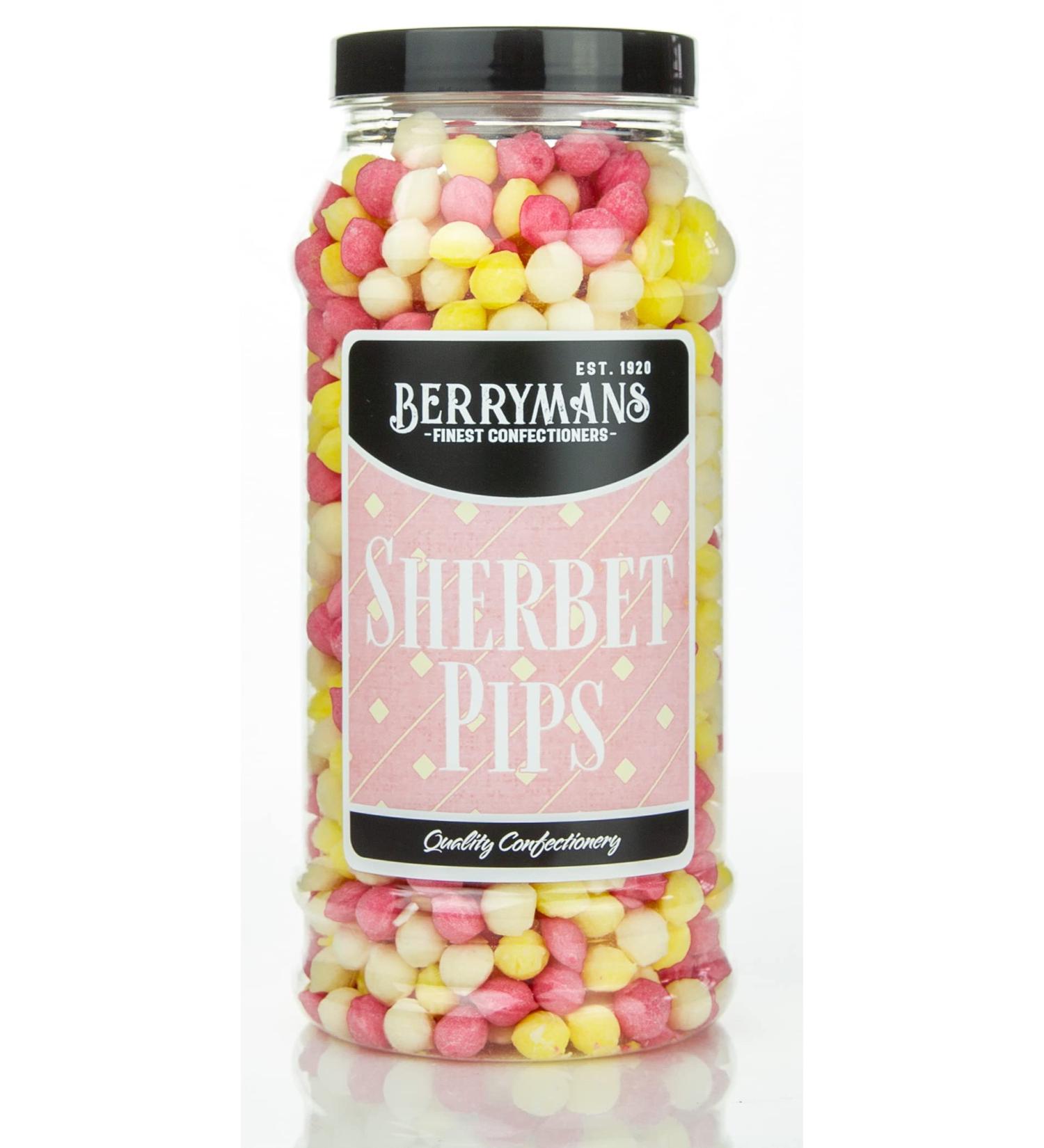 Original Sherbet Pips Retro Sweets Gift Jar - Berrymans Sweet Shop - Buy Online on GoSupps.com