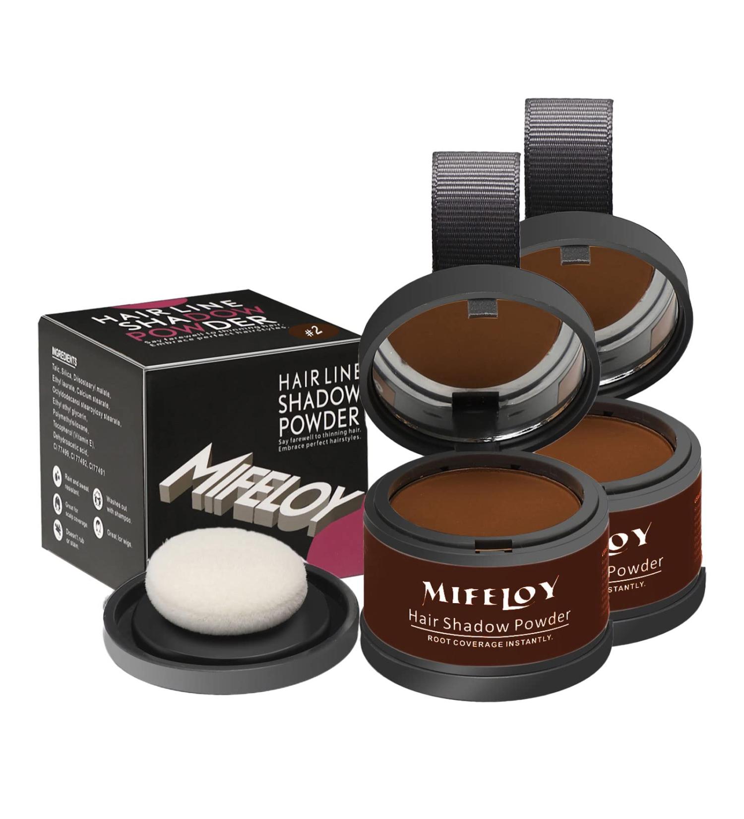 Mifeloy Hairline Powder (2 Pieces) with Mirror & Sponge - Brown Waterproof Concealer for Hair - Instant Effect Hair Sealing Makeup for Men & Women - Buy Online on GoSupps.com
