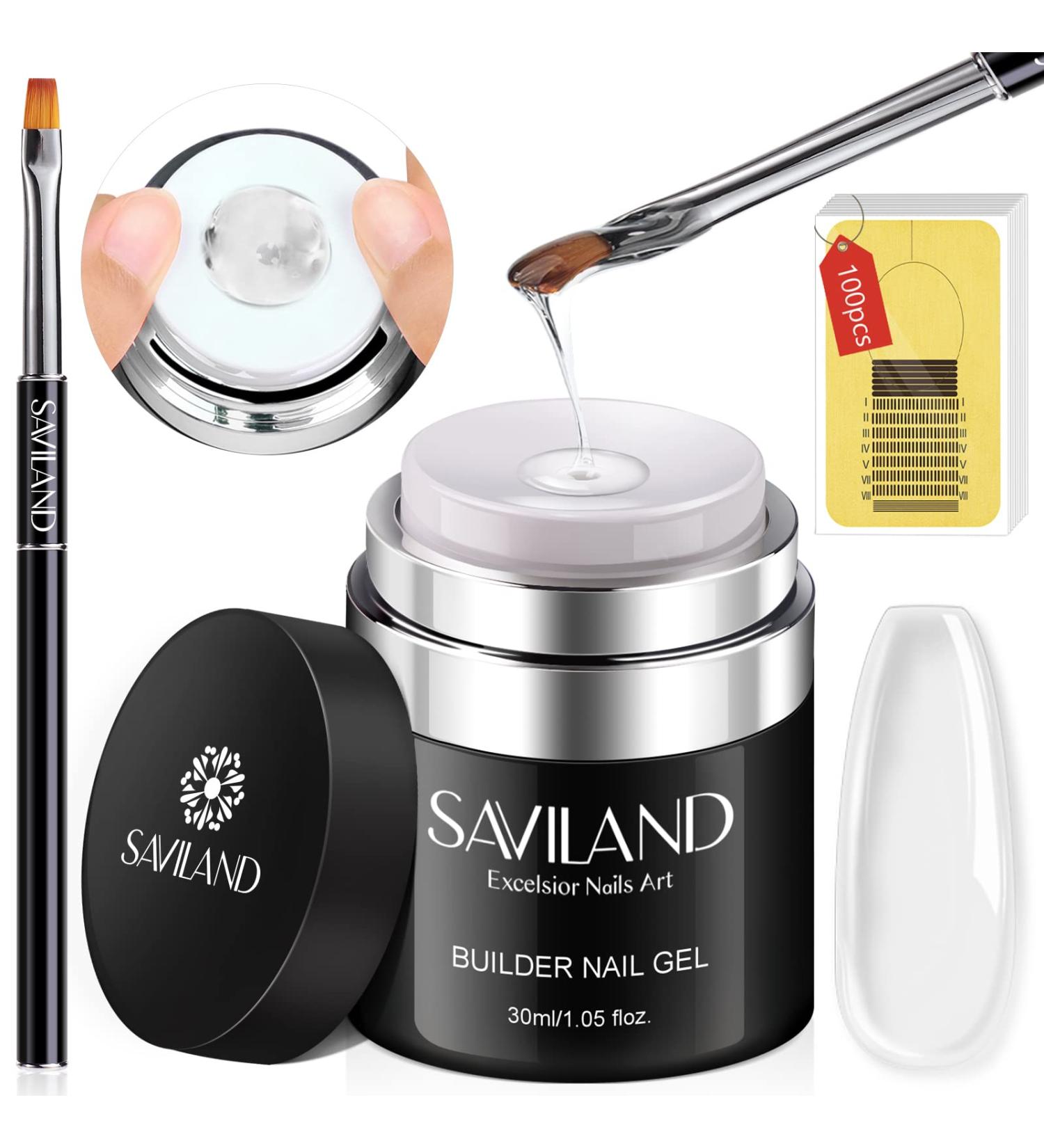 Saviland Gel Nails Builder Base - Clear UV Structure Nail Brushes & Shapes - Hard Gel for Nail Extensions - Optimized Gel Nail Kit - Buy Online on GoSupps.com