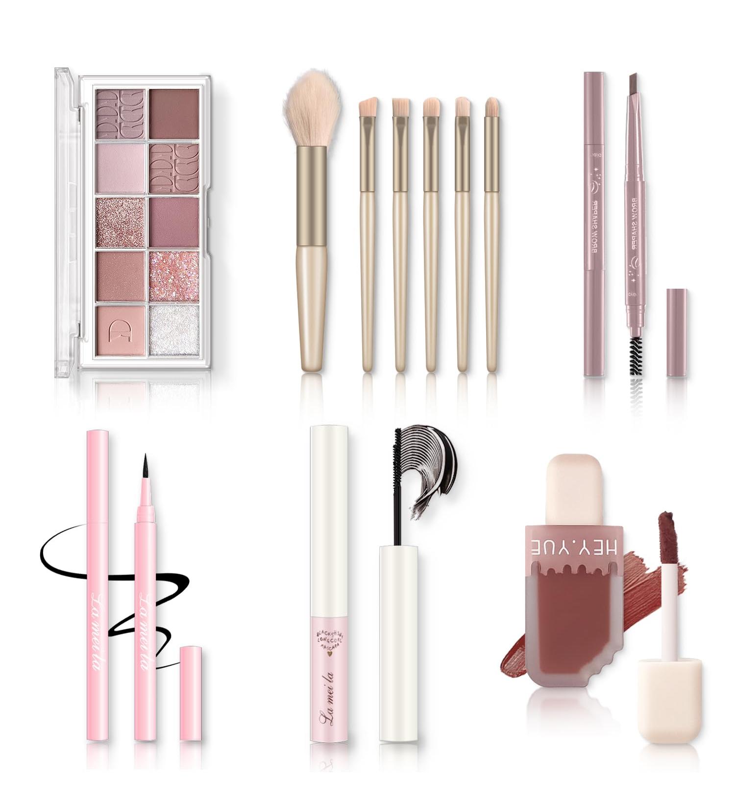 All in One Makeup Kit - 10 Color Eyeshadow Palette Lip Gloss & More for Women Girls & Teens | Morandi Pink - Buy Online on GoSupps.com