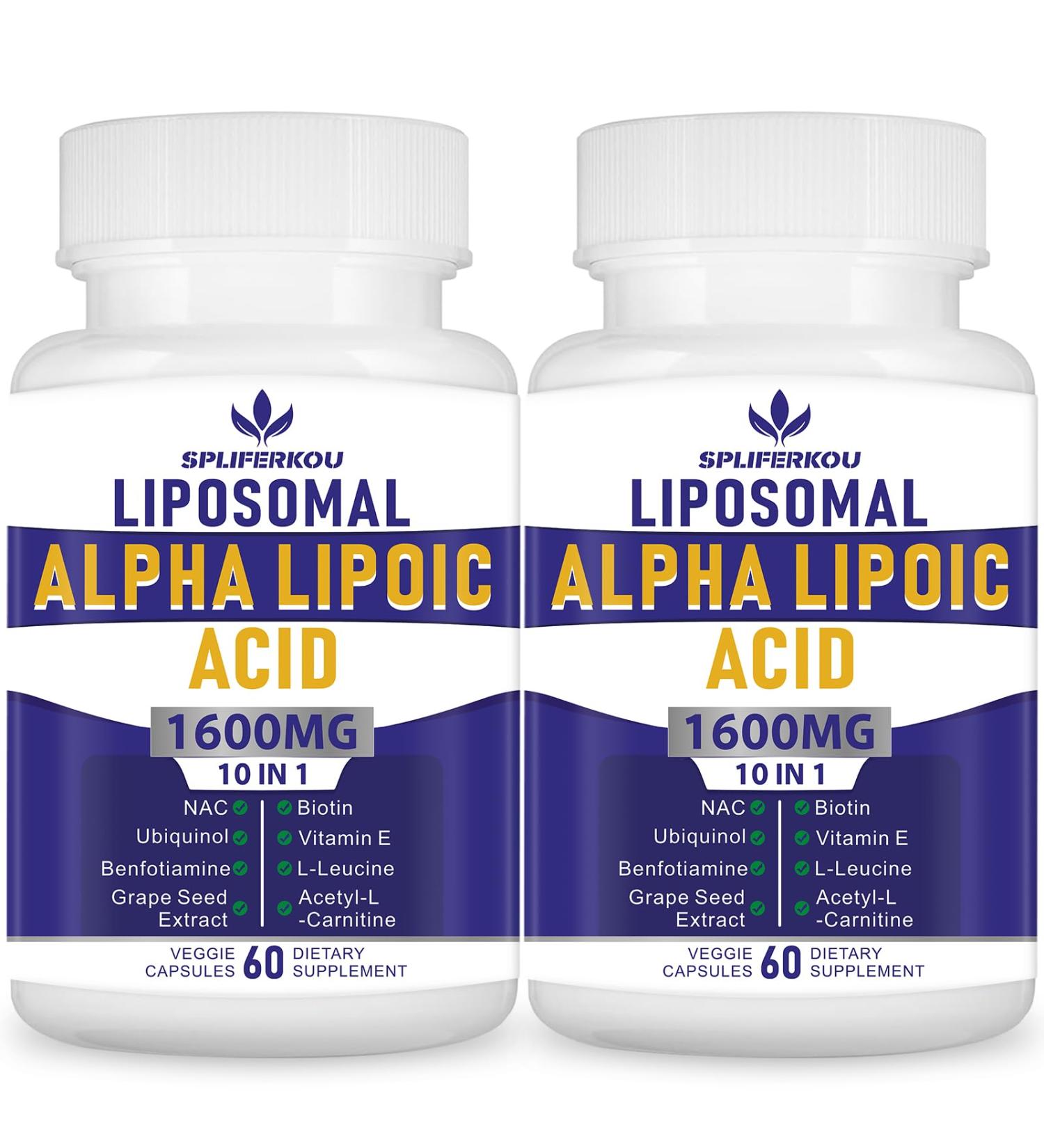 Buy Liposomal Alpha Lipoic Acid 1600mg - Antioxidant Health & Energy Supplement - Gluten Free & Non-GMO - 120 Capsules - Buy Online on GoSupps.com