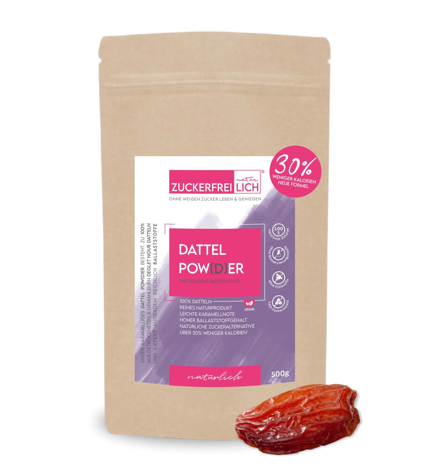 Buy 500g Sugar-Free Date Powder - Vegan Natural Sweetener Alternative for Baking & Cooking | 100% Dried Dates High in Fiber & Minerals - Buy Online on GoSupps.com