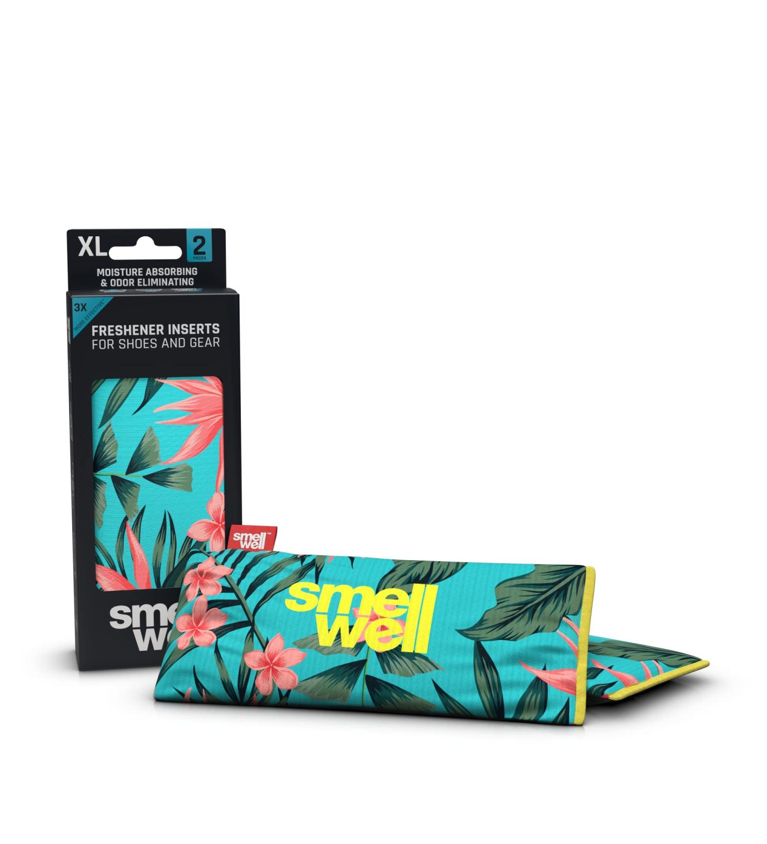 Smellwell XL Active Odor Remover - Bamboo Activated Carbon Shoe Deodorizer & Moisture Absorber - Tropical Floral Scent - 2-Pack (2 x 125g) for Shoes Bags & Sweaty Feet - Buy Online on GoSupps.com