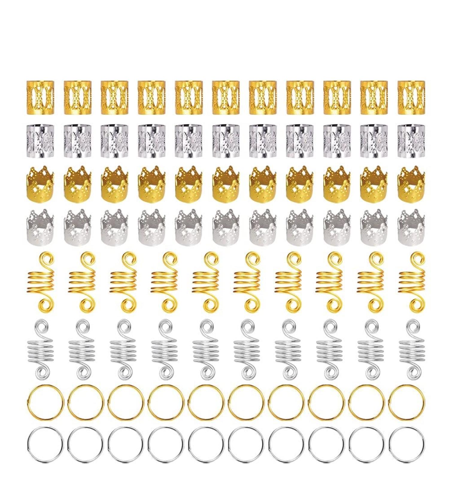 160pcs Aluminum Hair Coil Dreadlocks Beads - Braiding Clips & Metal Cuffs for Braids Accessory - Buy Online on GoSupps.com