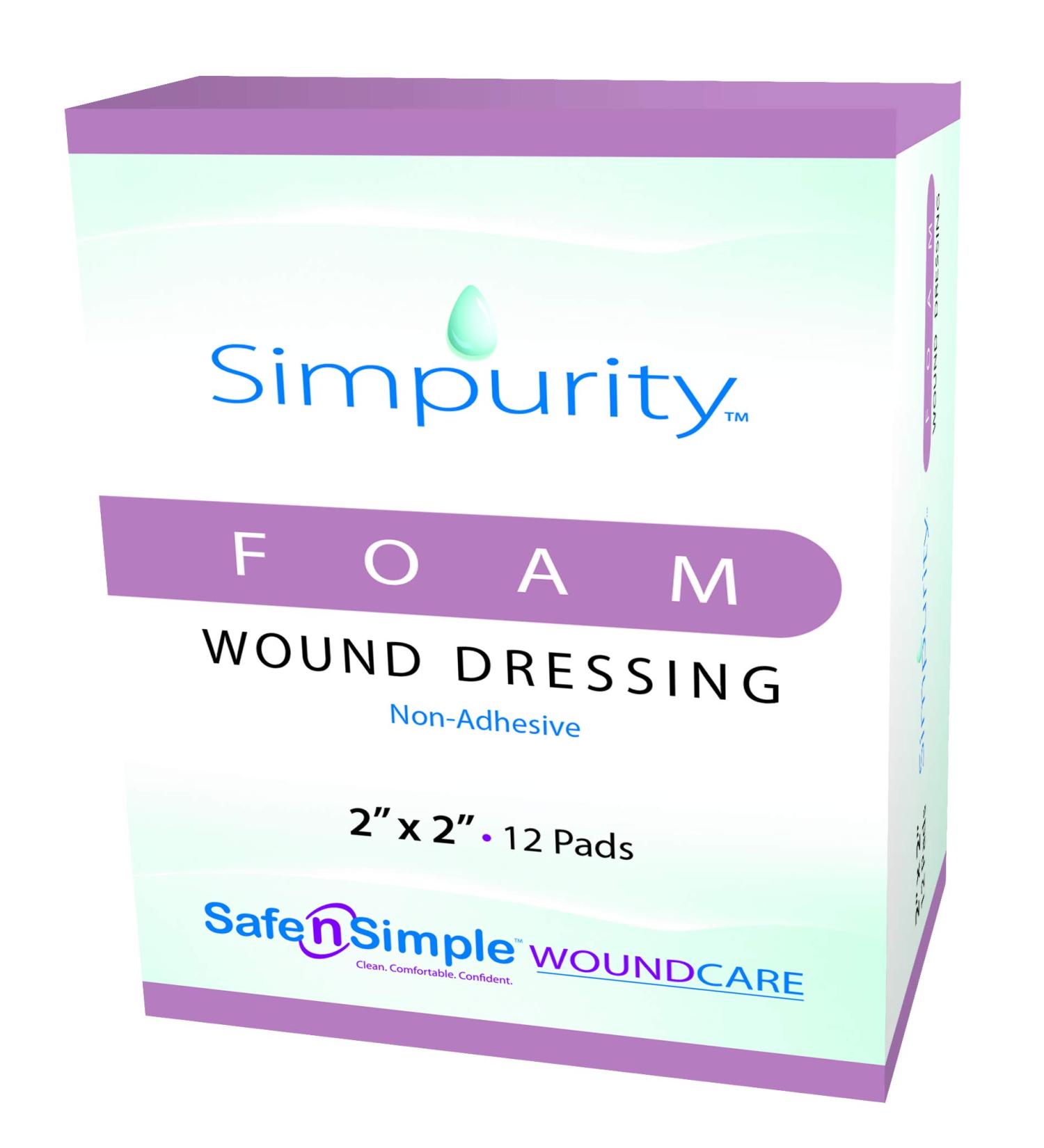 Safe n Simple Medical Foam Dressing 12 Pack Highly Absorbent Non-Adherent 2x2 Wound Care Pads for Optimal Healing - Buy Online on GoSupps.com