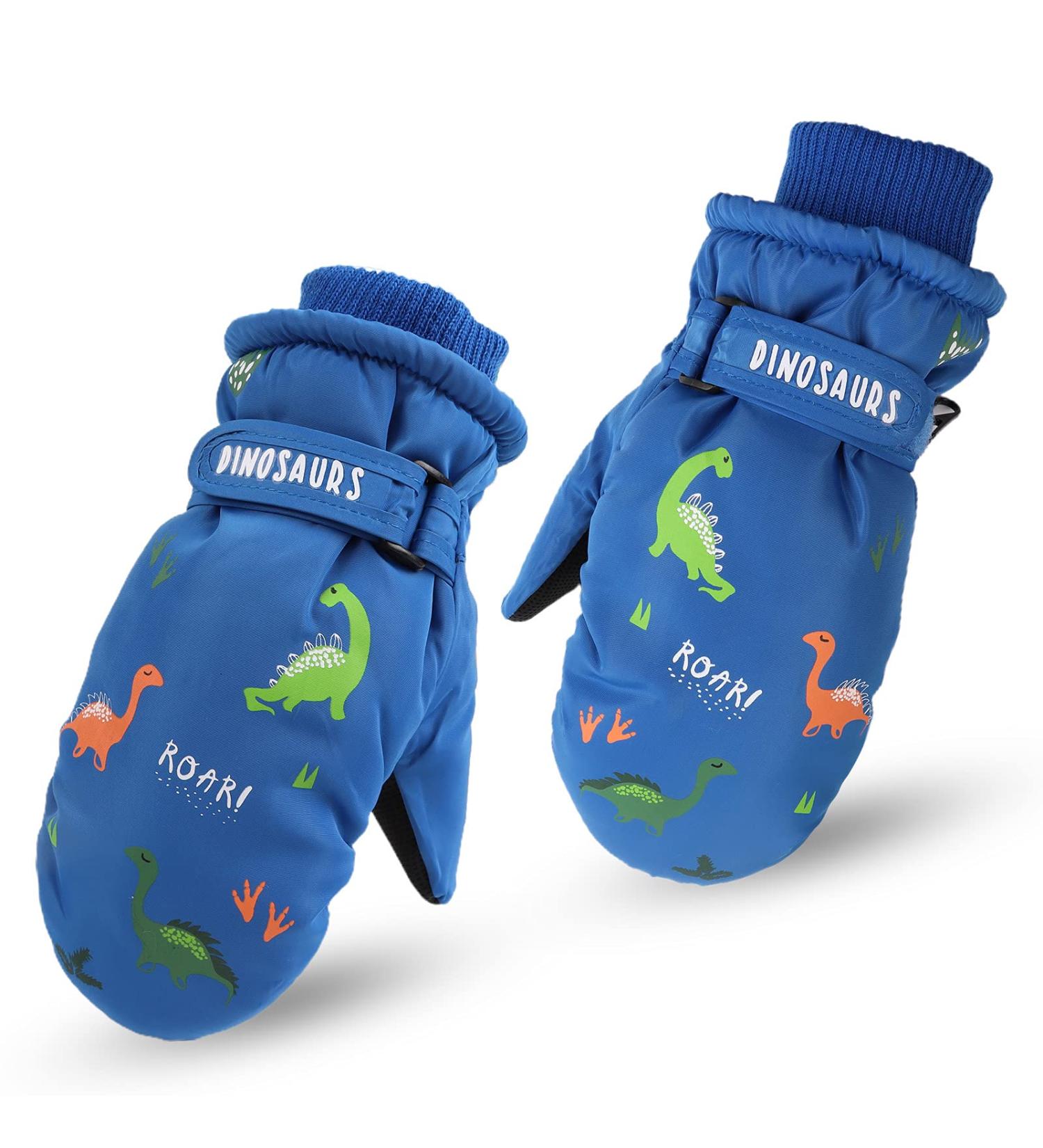 XIAOHAWANG Kids Ski Gloves - Waterproof Dinosaur Mittens for Boys and Girls 2-8 Years - Royal Blue (2-4 Years) - Buy Online on GoSupps.com