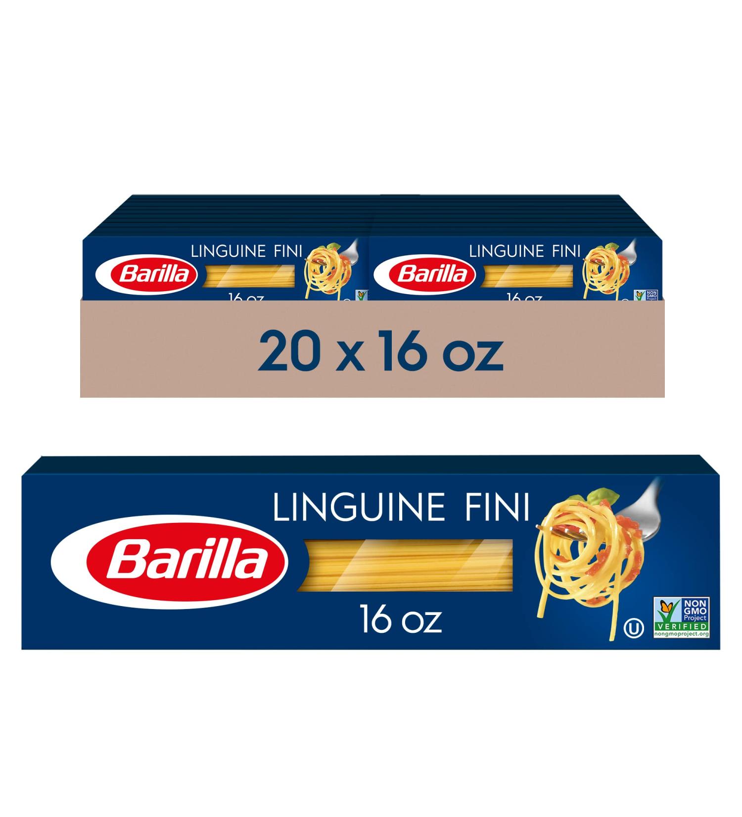 Barilla Linguine Fini Pasta 16 oz. Box (Pack of 20) - Non-GMO Durum Wheat Semolina Pasta - Italy's #1 Brand - Kosher Certified - Buy Online on GoSupps.com