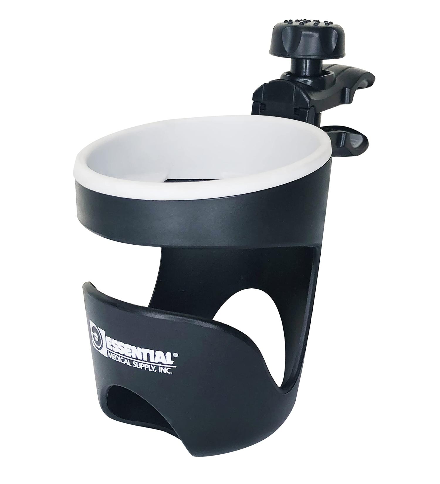 Universal Cup Holder with Attachment & Rubber Grip - Black | Essential Medical Supply - Buy Online on GoSupps.com