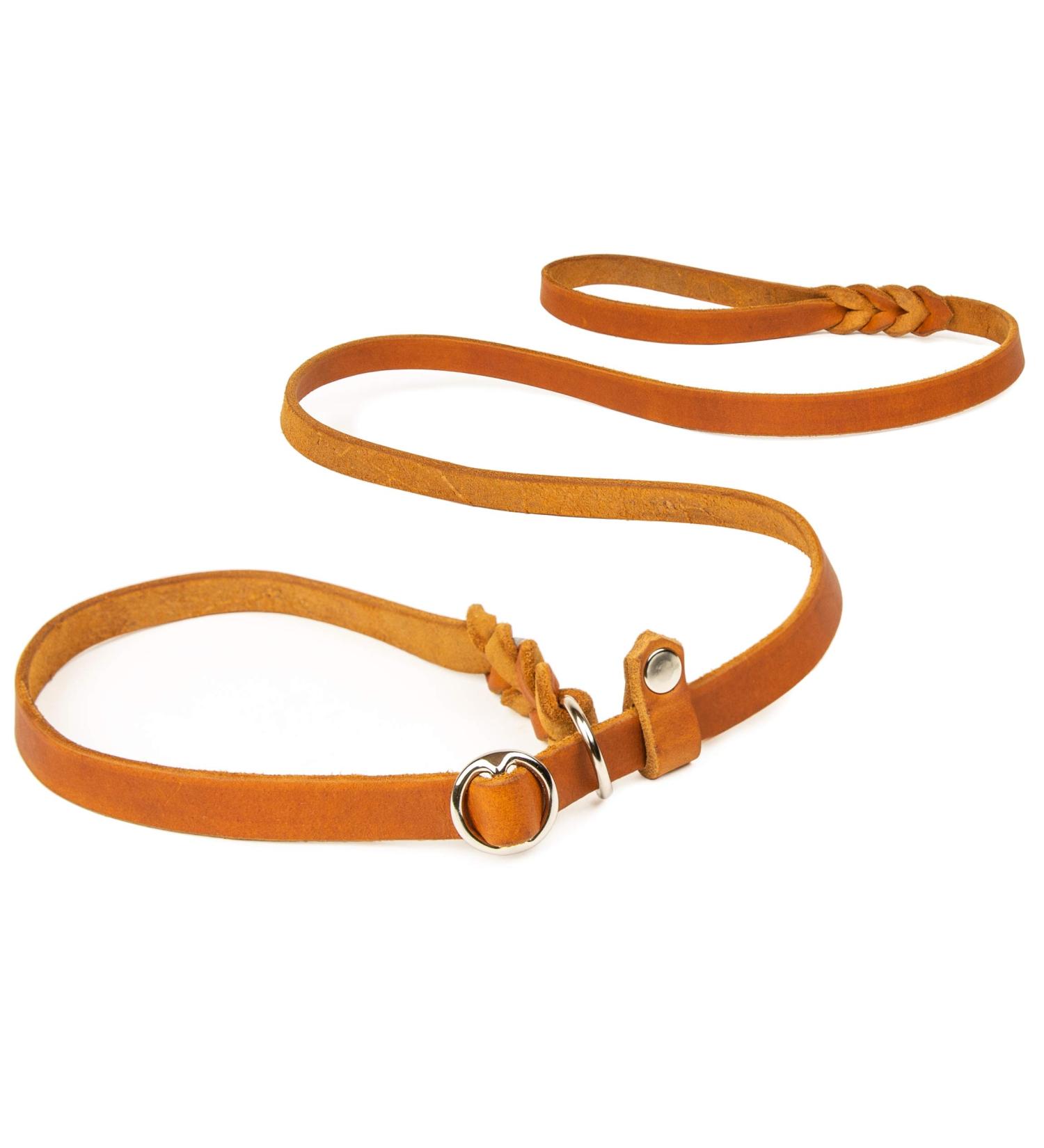 Shop Copcopet Cognac Dog Leash - 1.60m x 15mm Fat Leather & Chrome-Plated Perfect for Retrievers & Agility Training - International Shipping Available - Buy Online on GoSupps.com