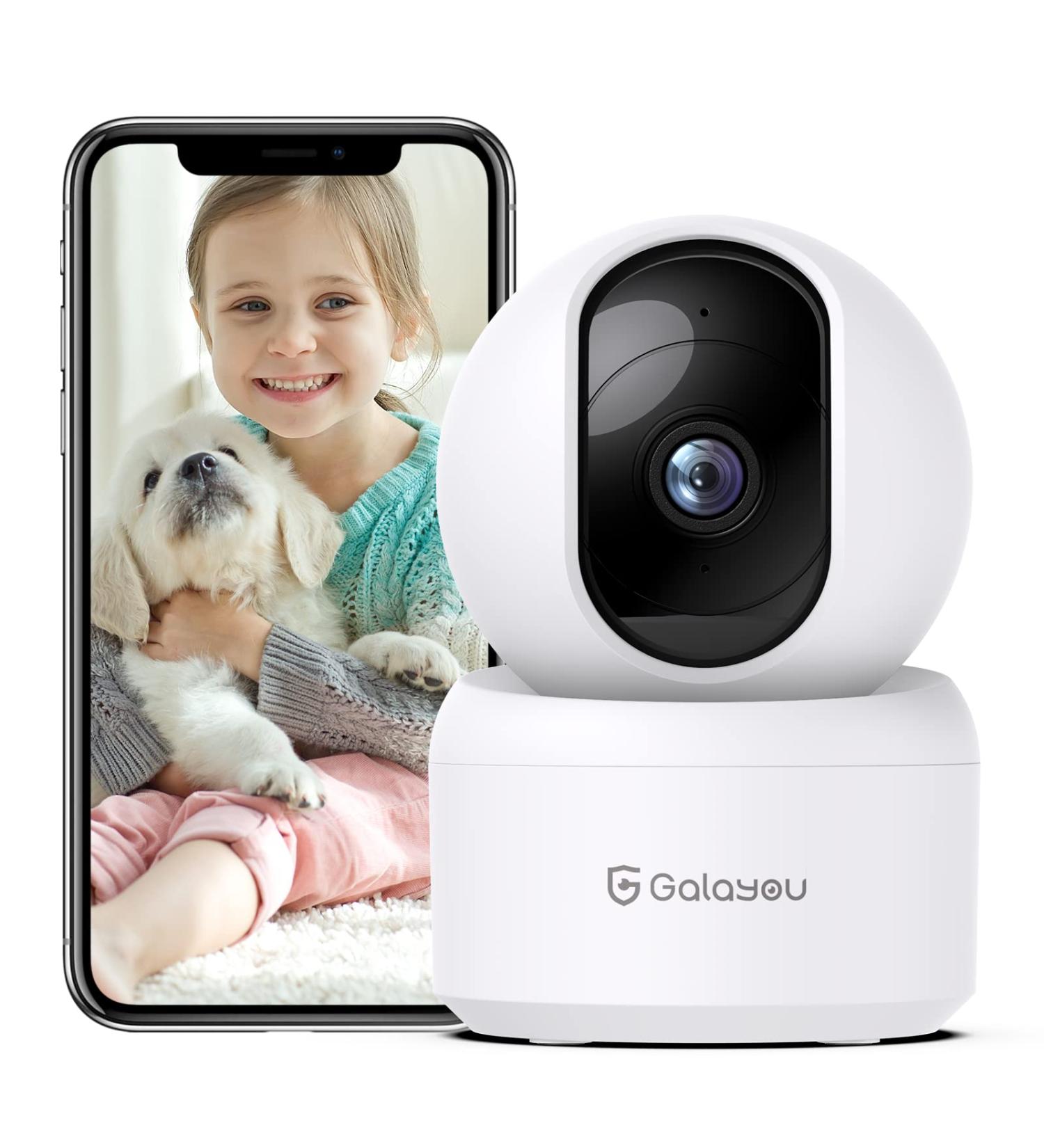 Galayou 2K Indoor Security Camera: WiFi Pet Camera with Night Vision, Siren & SD Card Storage - Works with Alexa & Google Assistant - Ideal for Baby, Dog, Elder, Nanny - 1 Count - Buy Online on GoSupps.com