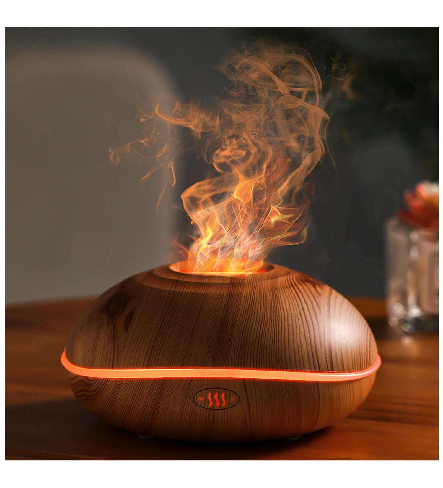 Flames Diffuser with 7 Colors & Wood Grain - 200ml Silent Air Freshener with Automatic Shutdown for Ultimate Room Fragrance - Buy Online on GoSupps.com