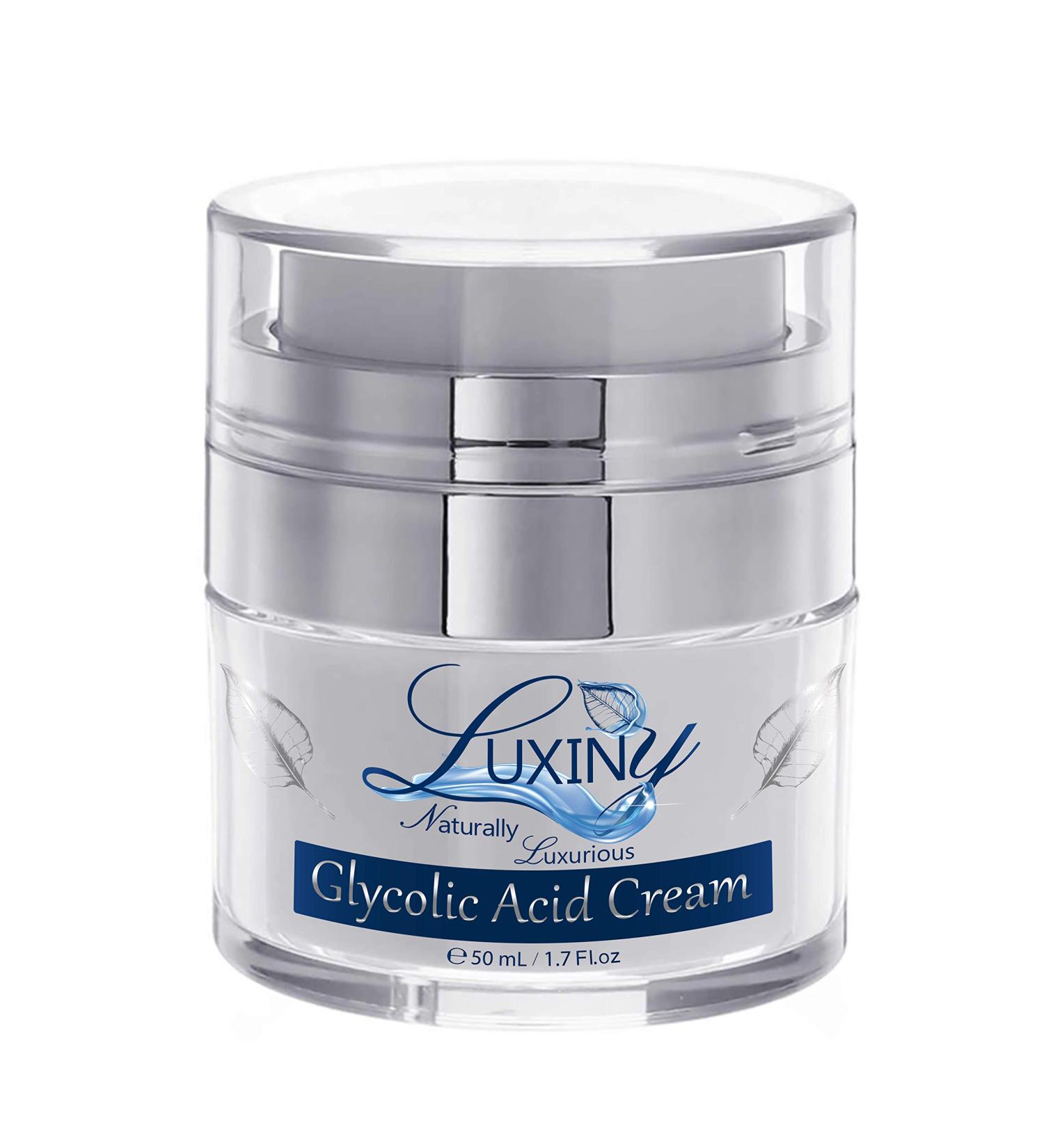 Luxiny 10% Glycolic Acid Face Cream |Hydrating Face Moisturizer with Alpha Hydroxy Acid |Natural Chemical Exfoliant for Face |Anti-Aging Cystic Acne |Soothing Aloe Green Tea Sunflower Oil 1.7 oz - Buy Online on GoSupps.com