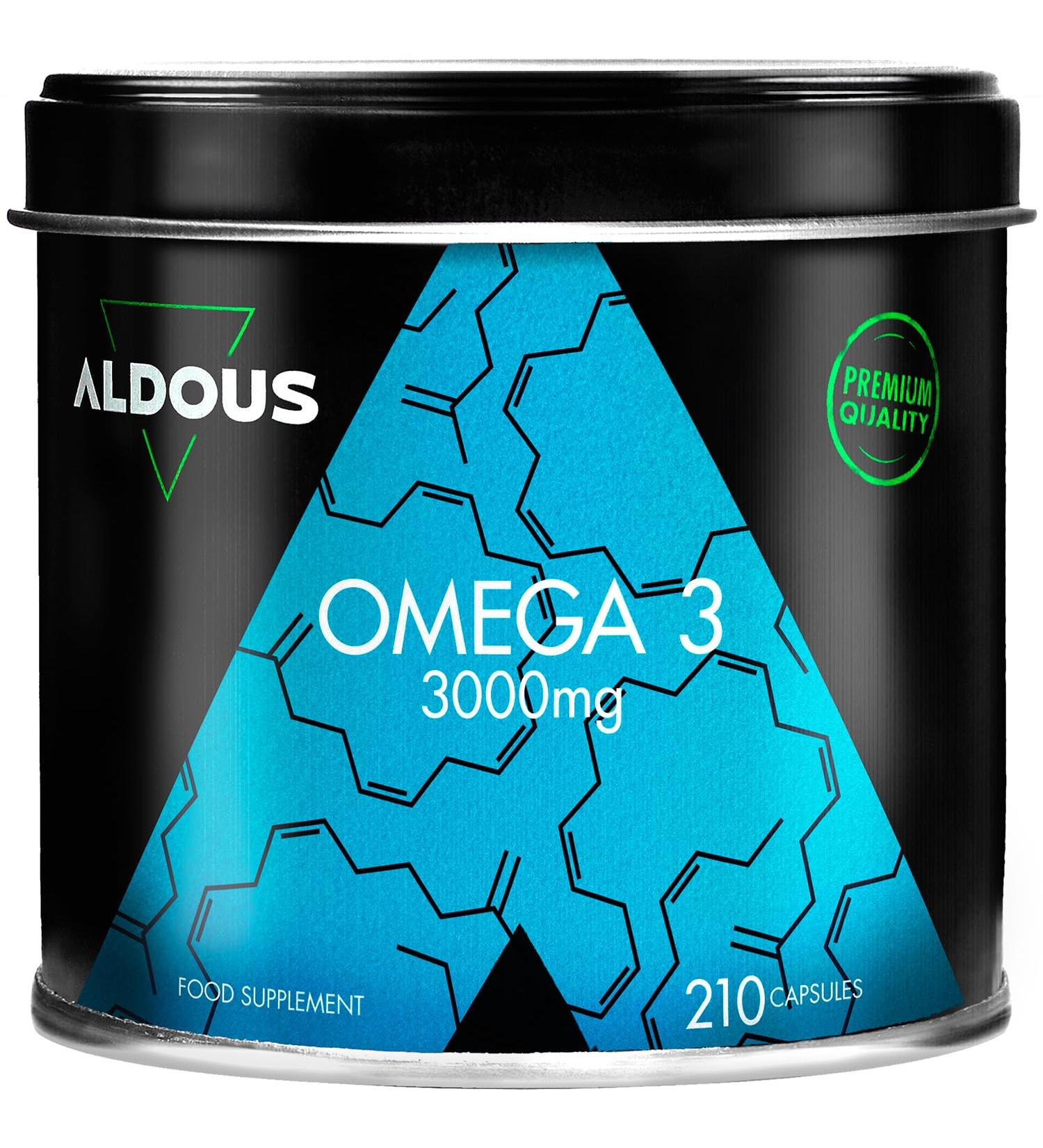 Omega 3 Softgels | 3000mg daily | 210 Capsules | With EPA and DHA Fatty Acids | Fish Oil | Vitamin E Fatty Acids | Vision Brain | Over 2 Months - Buy Online on GoSupps.com