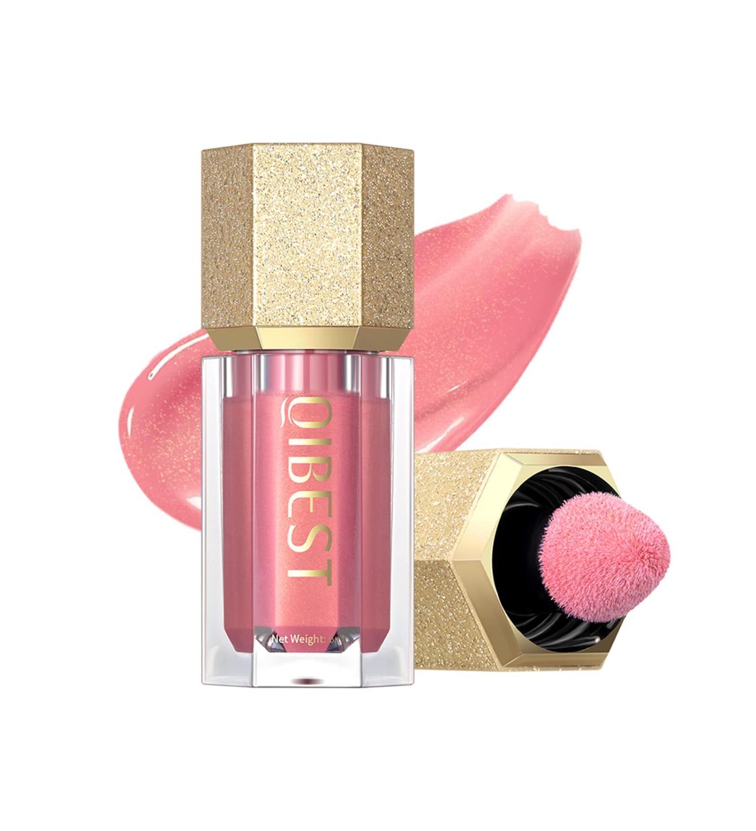 Rosarden Shimmer Pink Liquid Blush Stick with Built-in Puff - Long-lasting Cream Blush for Cheeks - Buy Online on GoSupps.com