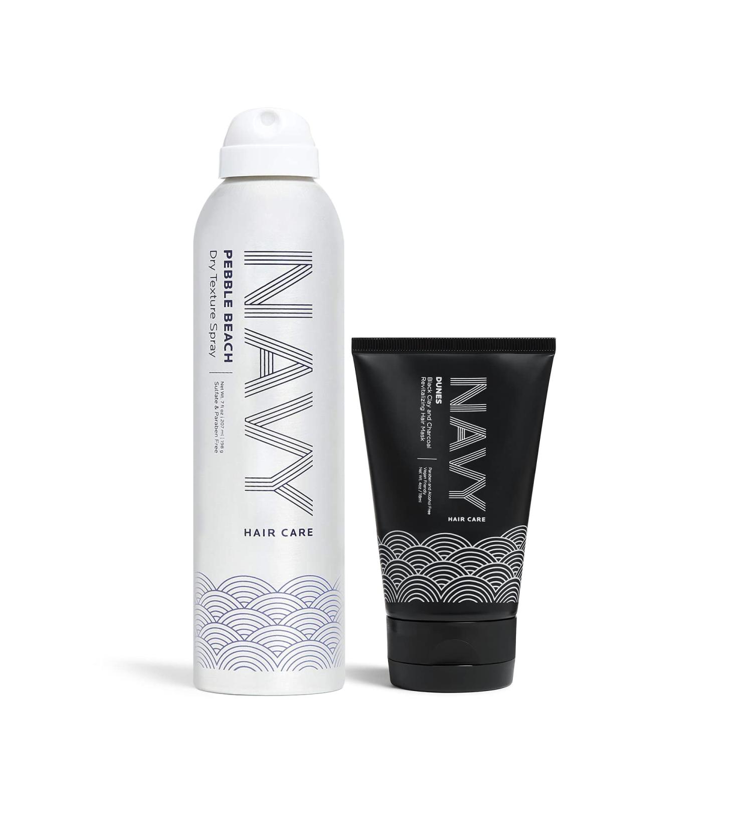 Navy Pebble Beach Dry Texture Spray & Hair Hydrating Mask - Paraben Free & Vegan | Shop Now - Buy Online on GoSupps.com