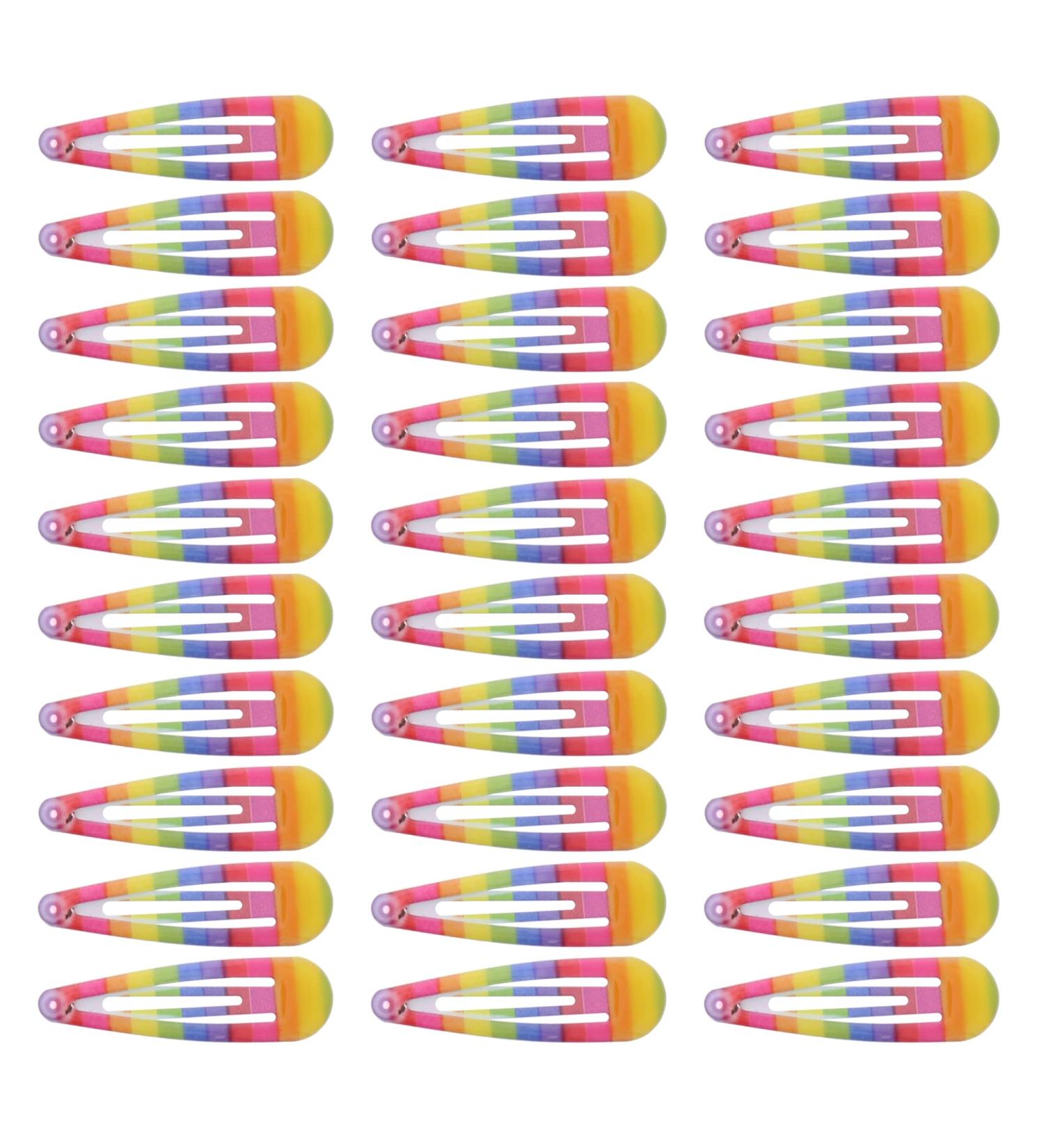 Zac's Alter Ego Set of 30 5cm Rainbow Sleepy Clips/Snap Hair Clips - Fun Hair Accessory