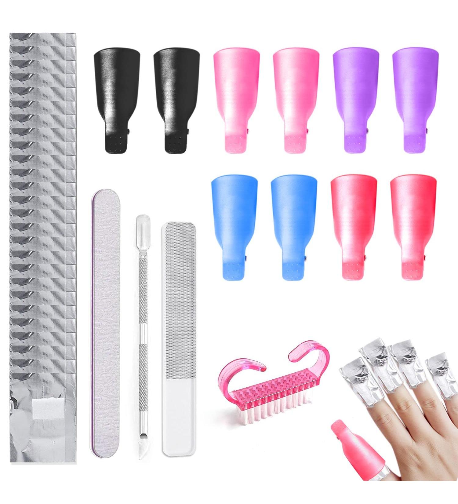  CQQNIU 10 Pieces Nail Remover Clips (5 Colors) and 50 Sheets Nail Polish Remover Nail Polish Remover Kit UV Gel Remover Kit - Buy Online on GoSupps.com