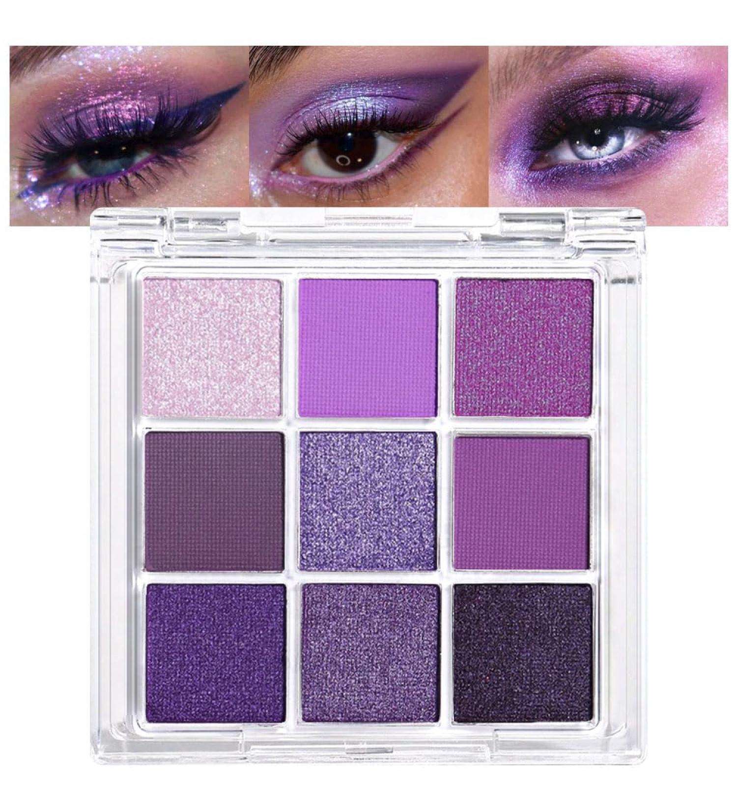 AMY'S DIARY Deep Light Purple Matte Shimmer Eye Shadow Palette - Long Lasting Waterproof Cruelty-Free Makeup | 9 Blendable Shades for a Gorgeous Look - Buy Online on GoSupps.com