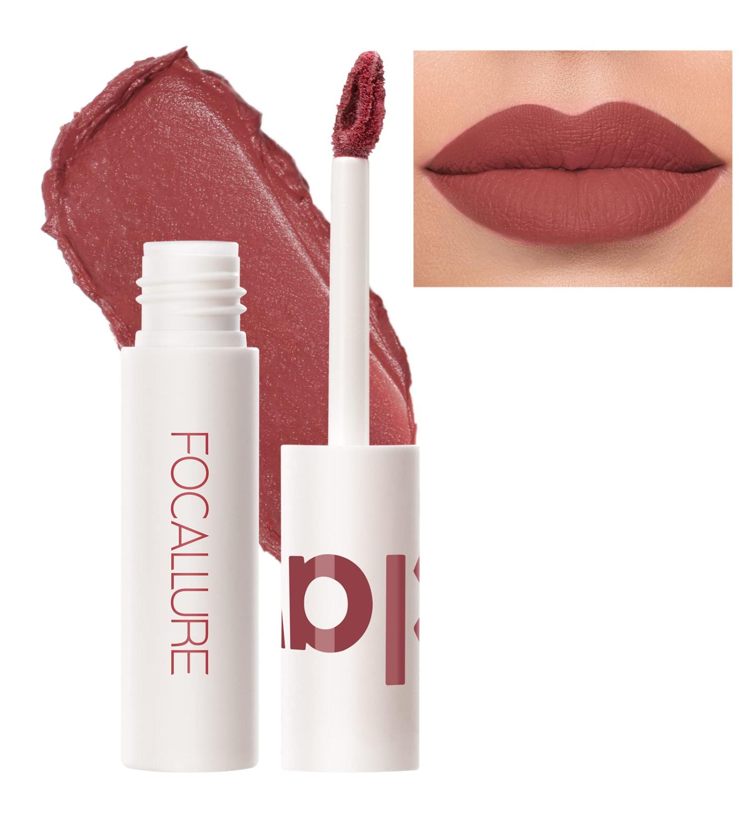 FOCALLURE Velvet Matte Liquid Lipstick - Terra Cotta 201 | Satin-Finish High Pigmented Lip Color | Lightweight & Quick-Drying Formula for Cheeks and Lips - Buy Online on GoSupps.com