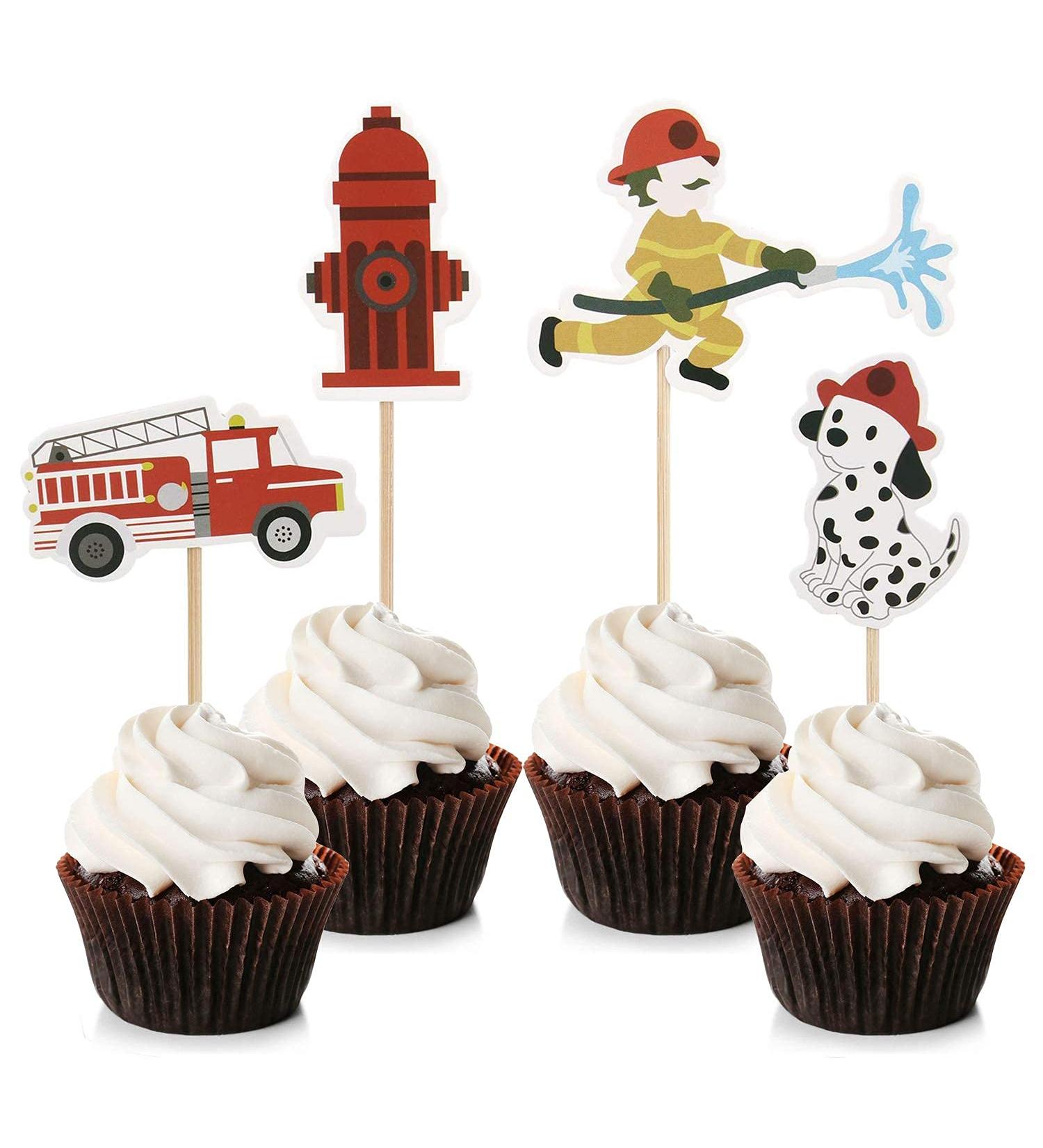Unimall Global 24pcs Fireman Cupcake Toppers | Fire Department Cake Picks | Baby Shower & Birthday Party Decorations - Buy Online on GoSupps.com